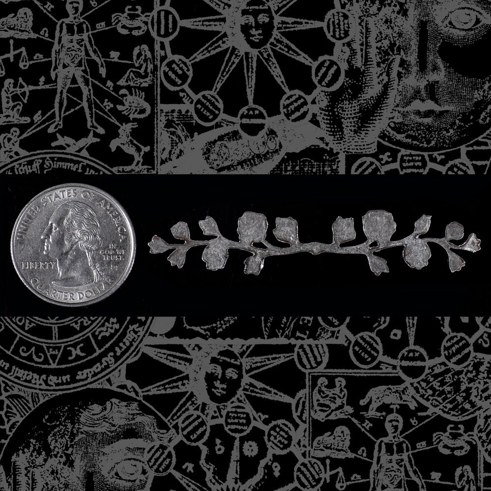 Antiqued Silver Plated Brass Long Floral Pendant Wraps - S-W27