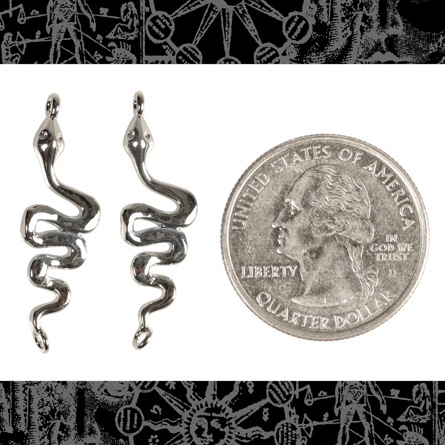 Antiqued Silver Plated Brass Snake Connectors - Set of Two - S-2C90