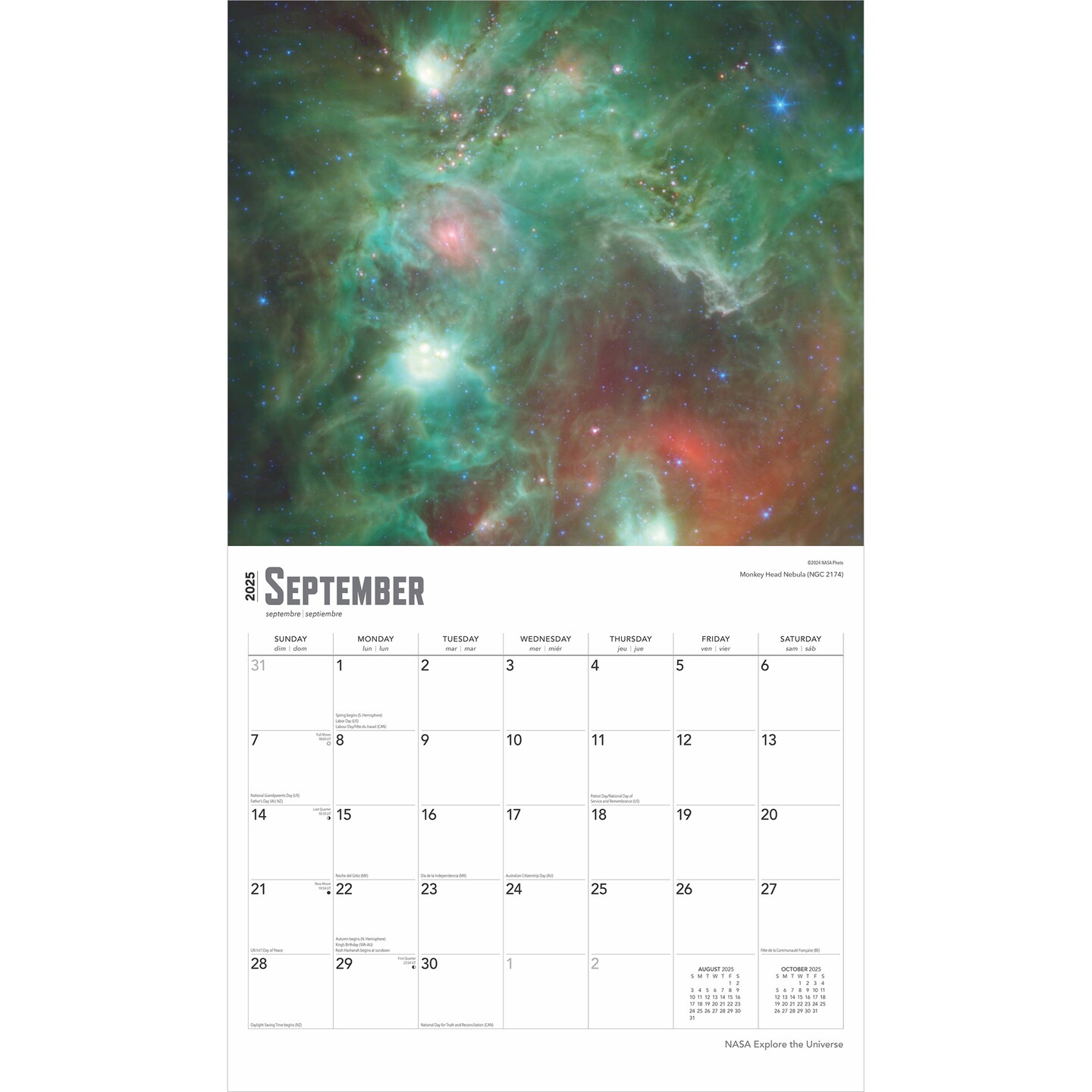NASA Explore the Universe | 2025 14 x 24 Inch Monthly Deluxe Wall Calendar | Foil Stamped Cover | Plastic-Free | BrownTrout | Space Cosmos Inspiration