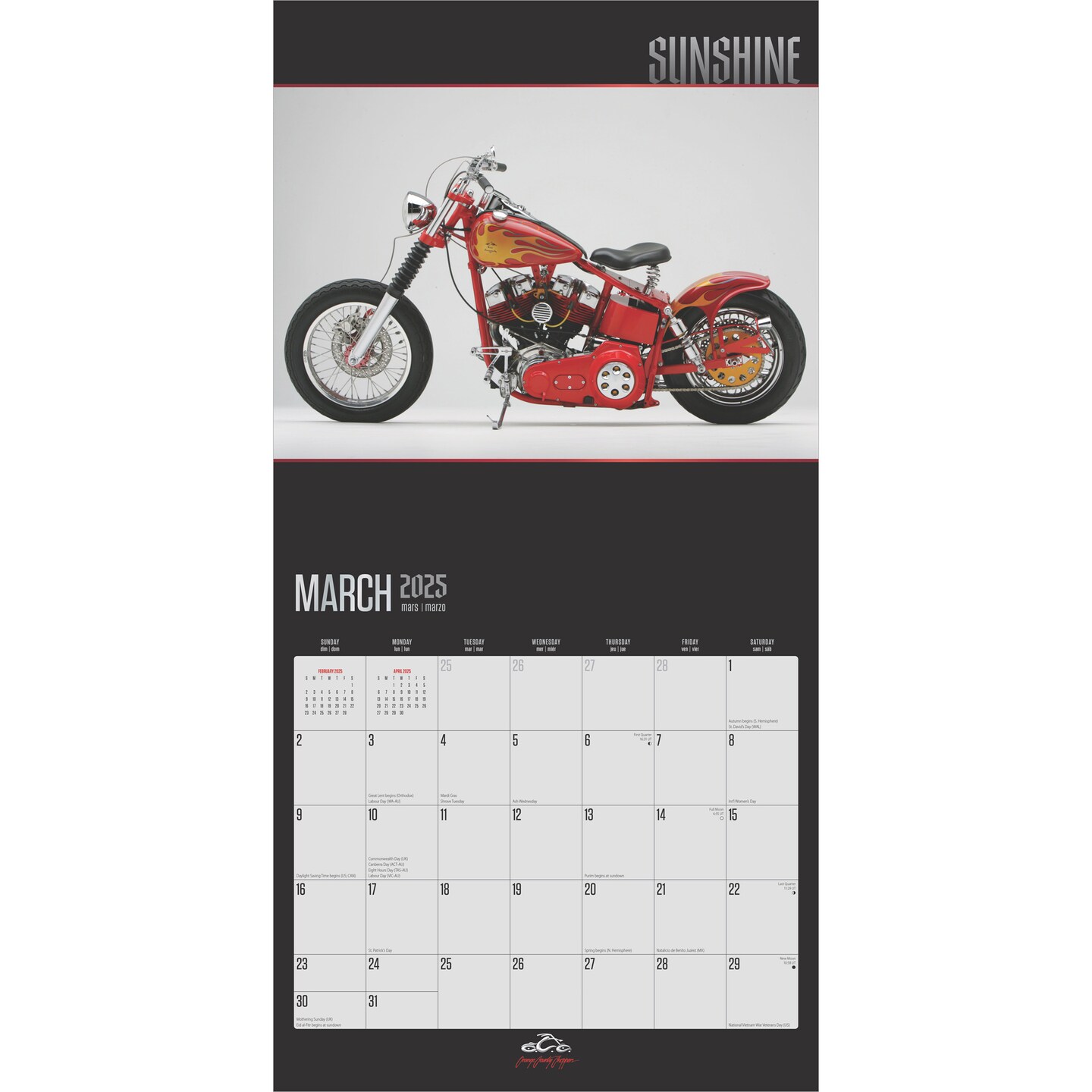 Orange County Choppers OFFICIAL | 2025 12 x 24 Inch Monthly Square Wall Calendar | Plastic-Free | BrownTrout | Motorcycle TV Show American