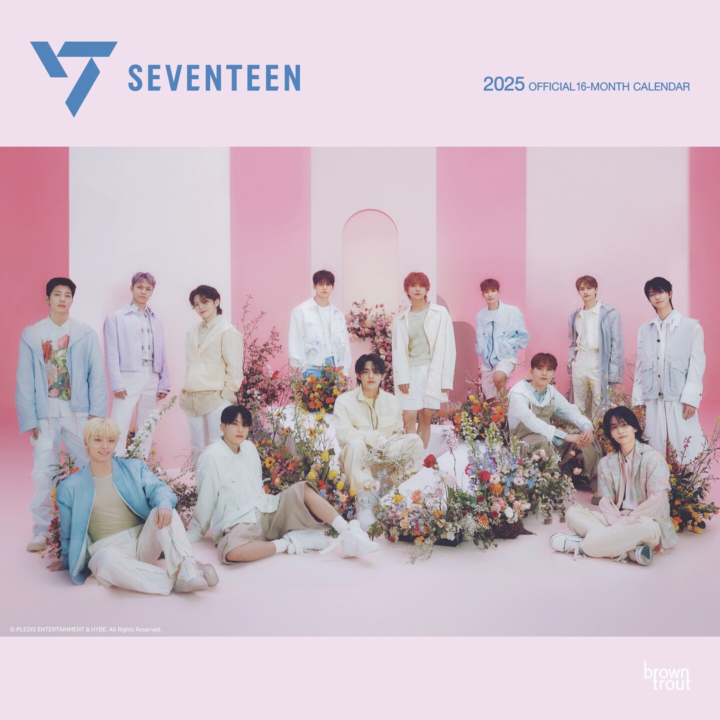 Seventeen OFFICIAL | 2025 12 x 24 Inch Monthly Square Wall Calendar | Plastic-Free | BrownTrout | K-Pop SVT Music Boy Band