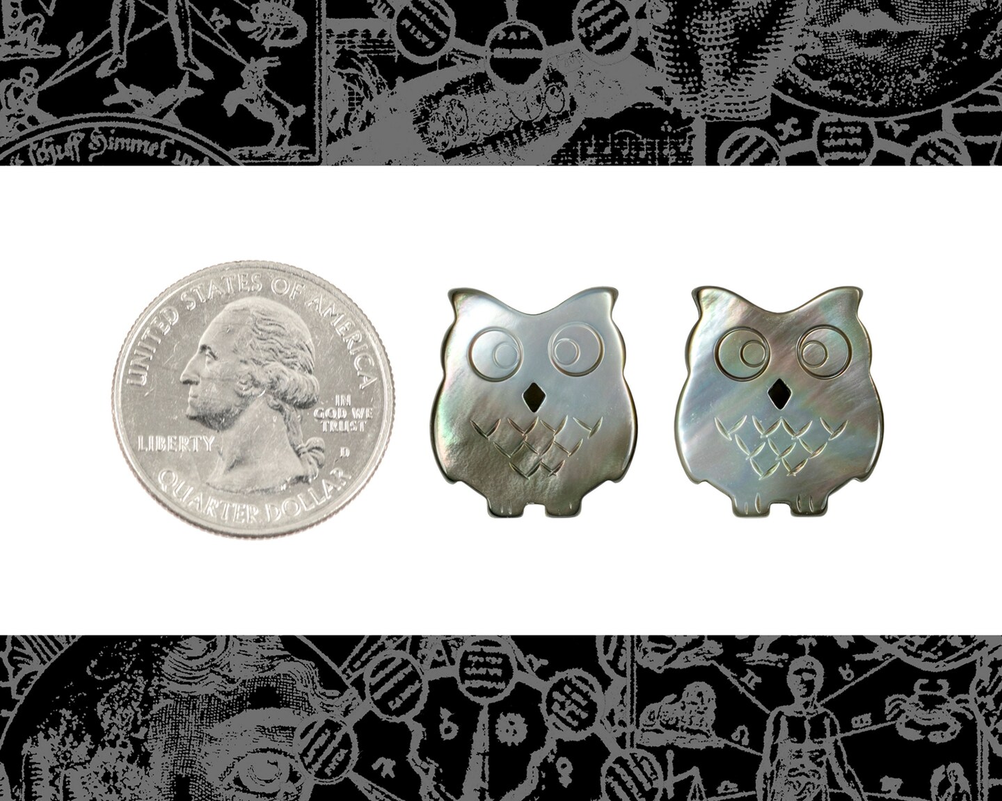 Carved Shell Owl Beads - Set of Two - Bead-B33