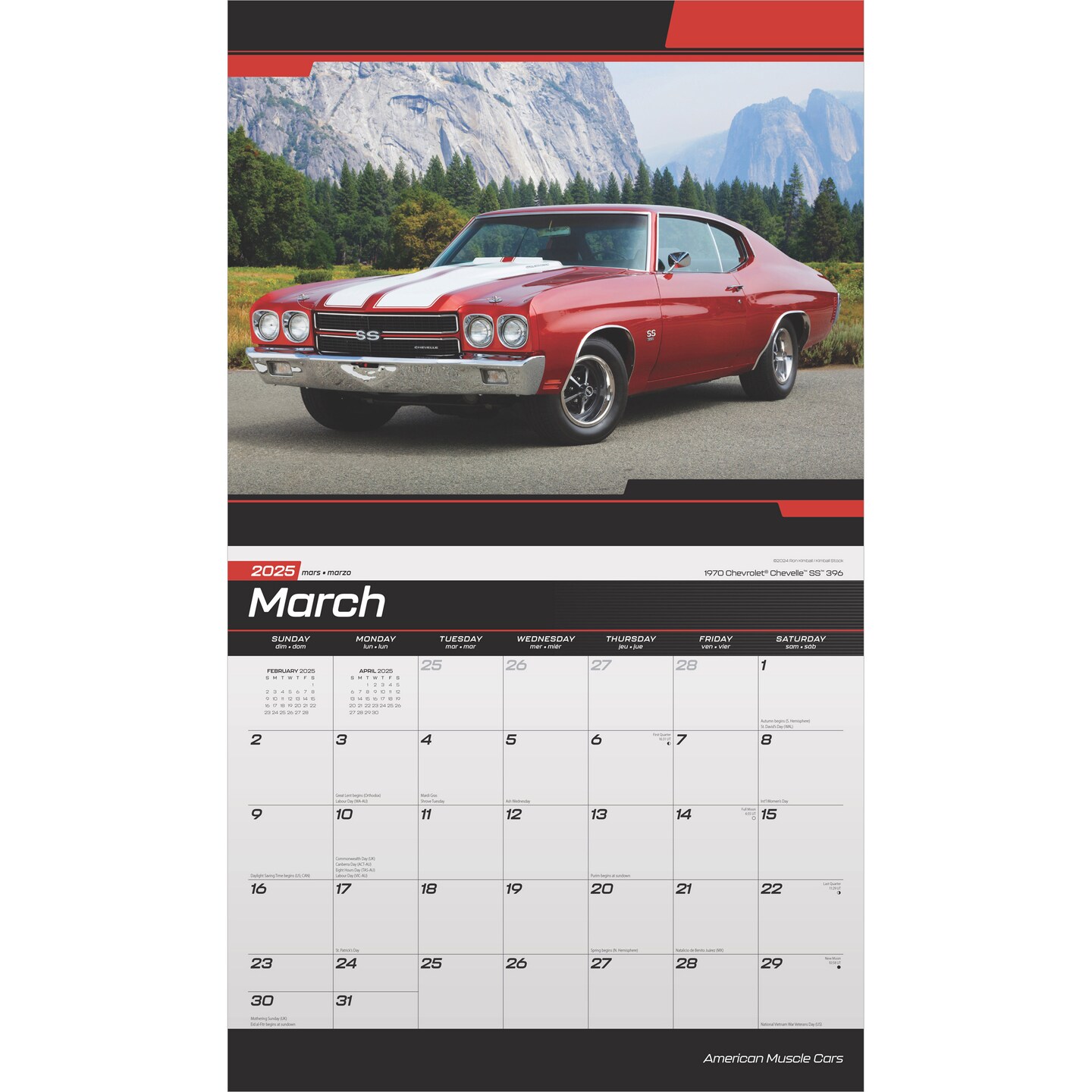 American Muscle Cars OFFICIAL | 2025 14 x 24 Inch Monthly Deluxe Wall Calendar | Foil Stamped Cover | Plastic-Free | BrownTrout | Racing Ford Chevrolet Chrysler Oldsmobile Pontiac