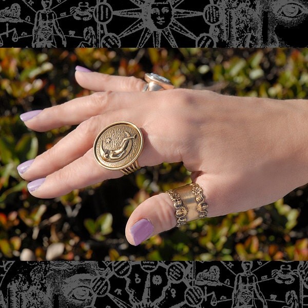 Antiqued Brass Goddess Ring Blank Wraps - Set of Two - AB-W11