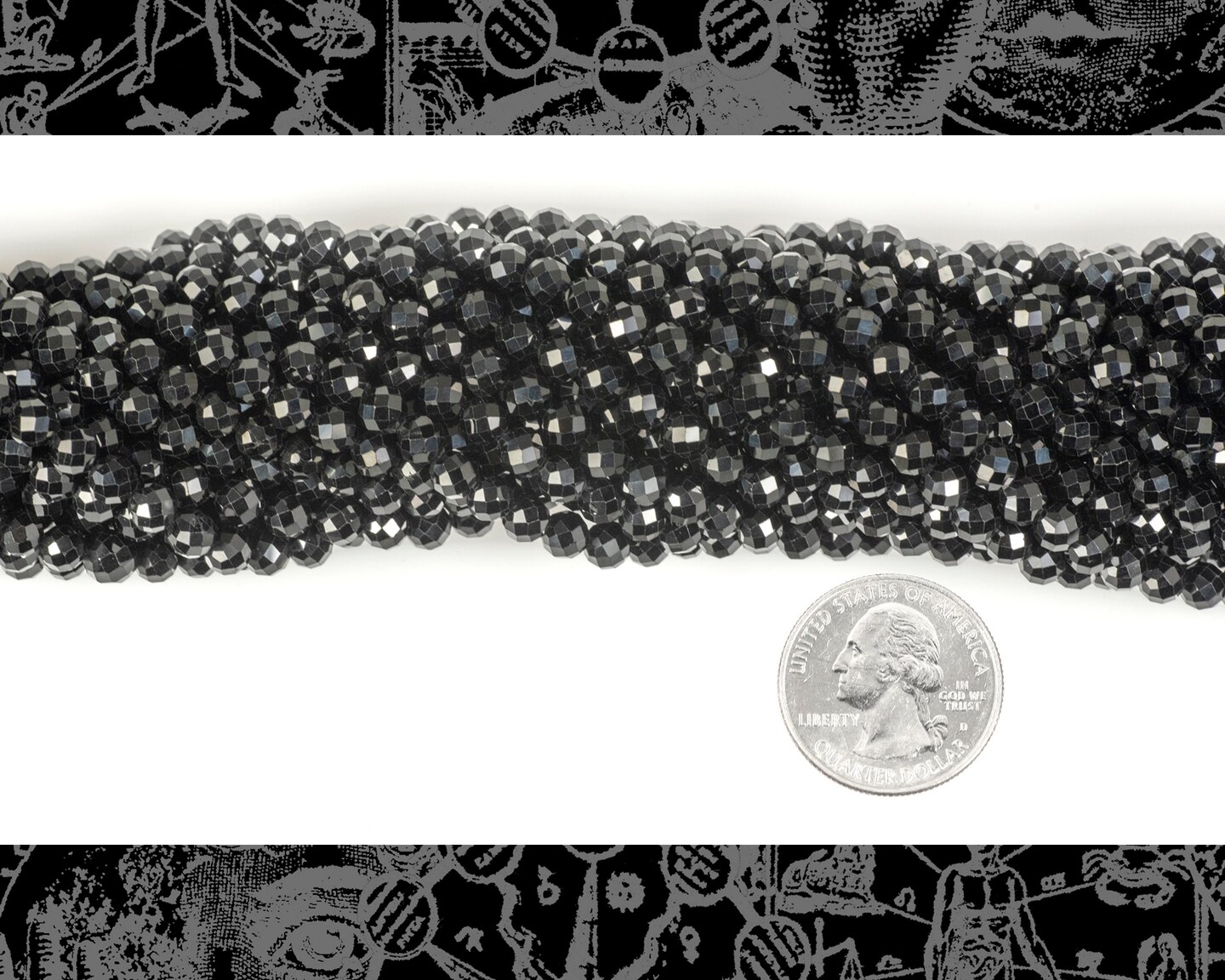 Black Faceted 5mm Black Spinel Beads - One Strand Bead-B84