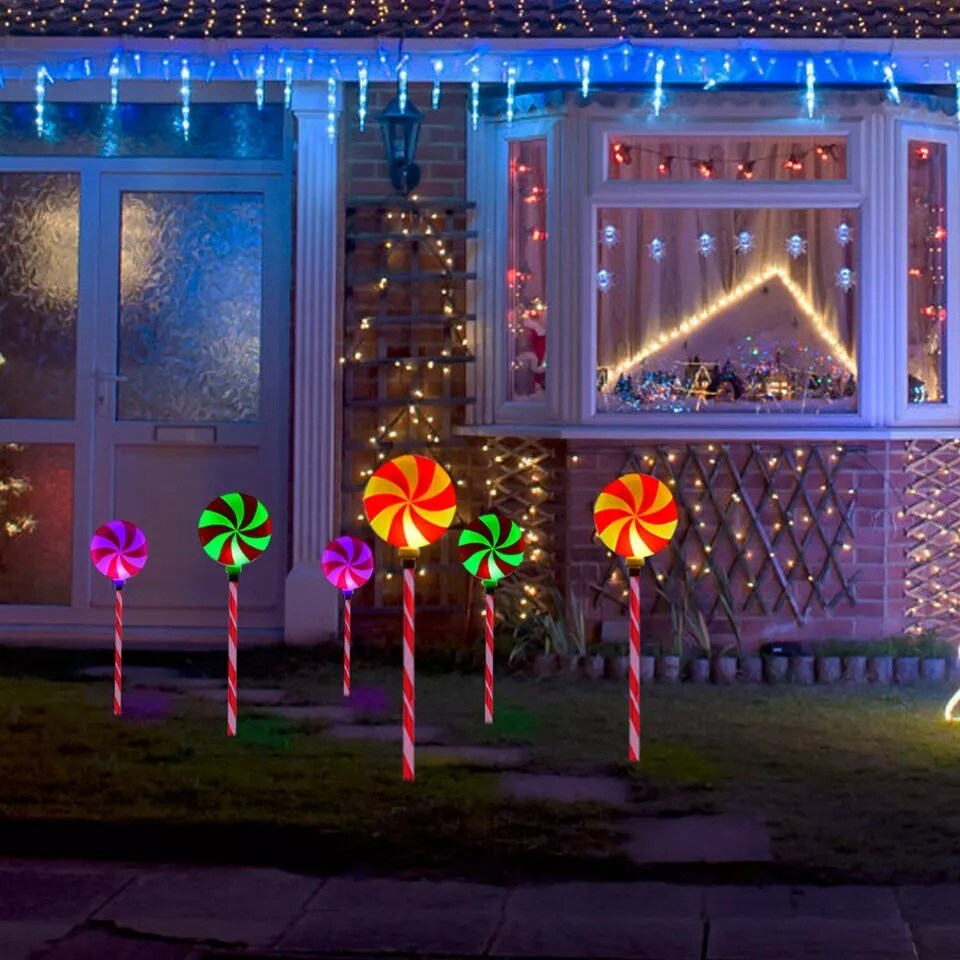 3pcs Christmas Candy Lights Solar Garden Patio Yard Outdoor Decoration Lighting