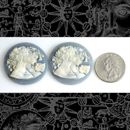 Sisters and the Bird Wedgwood Blue Cameo 35mm Resin Cameos - Set of Two - CAM7
