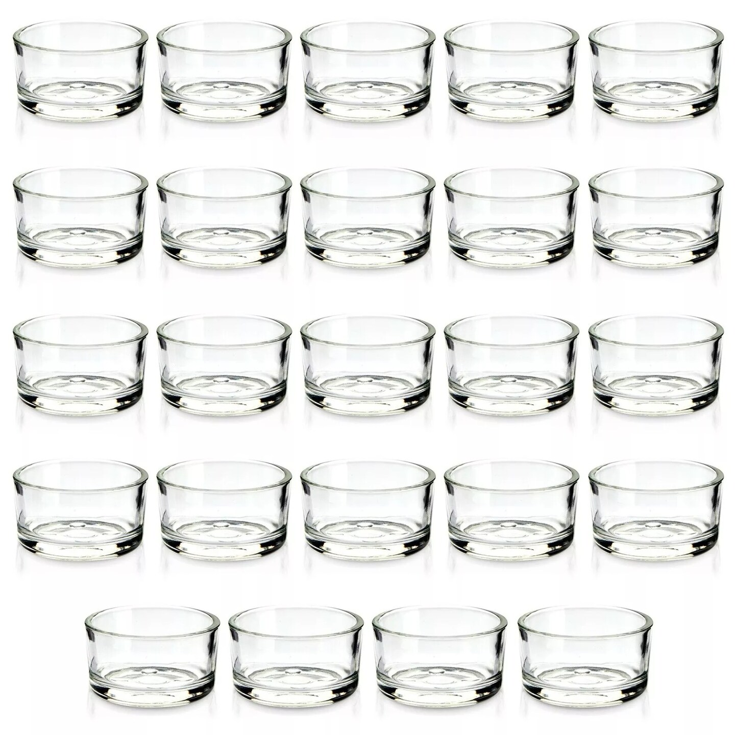 24 Pack Glass Tea Lights Candle Holder for Tables, Wedding Decoration, 1x2 In