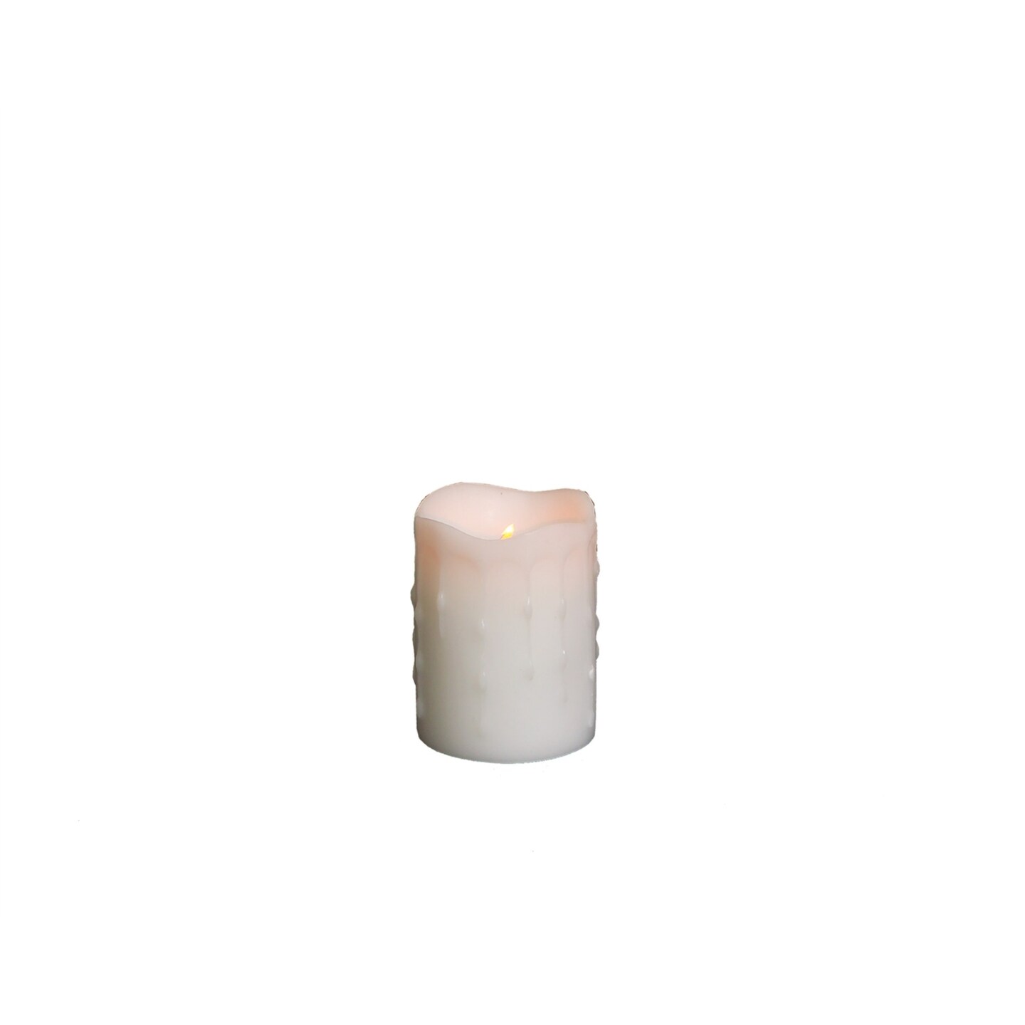Contemporary Home Living Flameless LED Dripping Christmas Pillar Candles - 4&#x22; - White - Set of 4