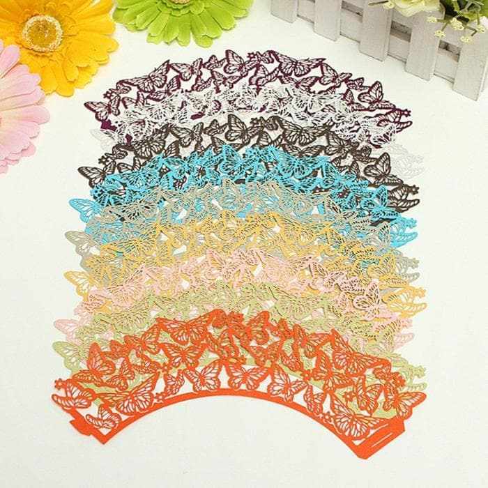 Deep Purple Butterfly Lace Cupcake Wrappers & Liners | 25 PC Set