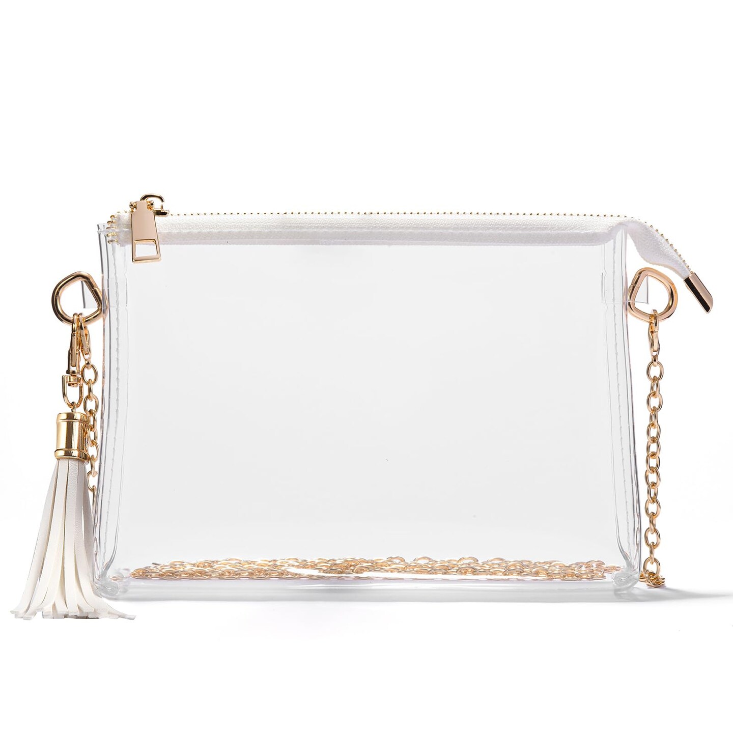 Clear Bag Stadium Approved, Clear Crossbody Purse for Concert, Festival (White)
