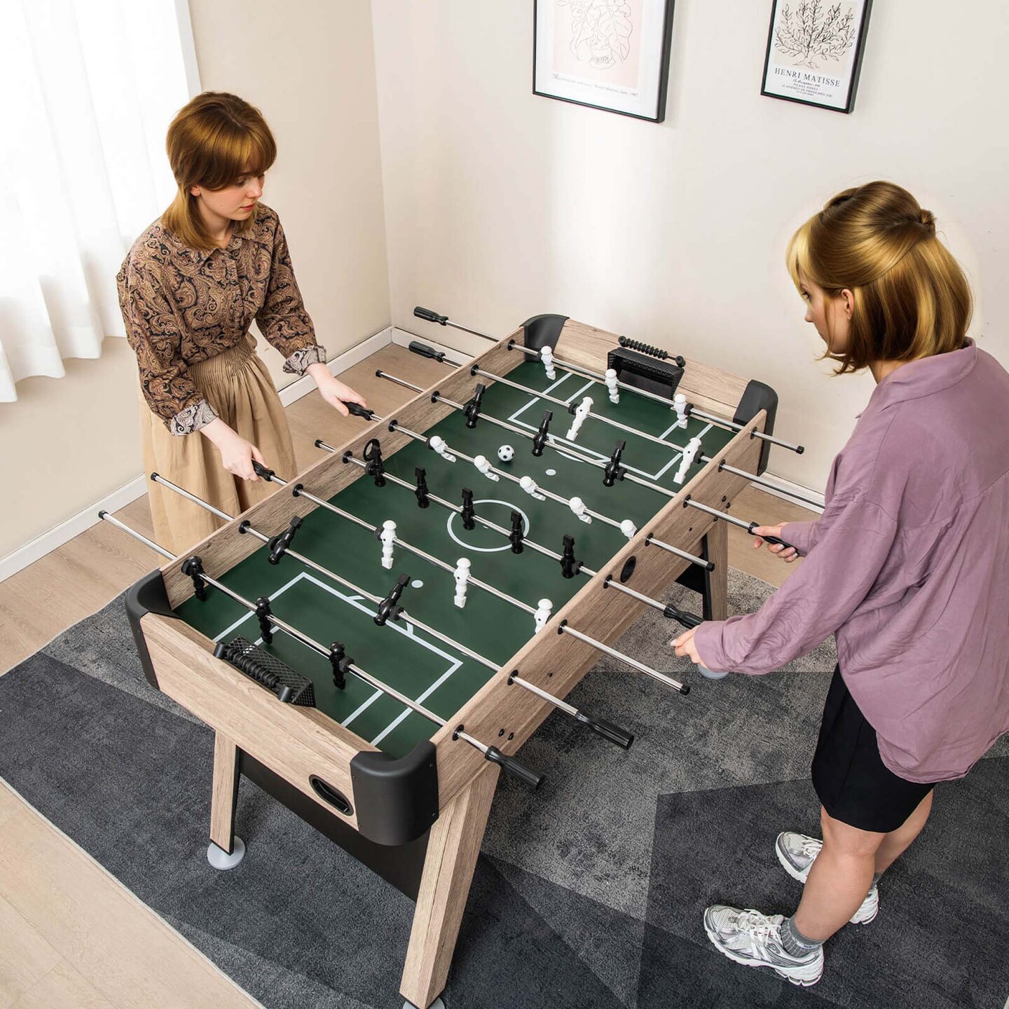 Costway 54" Foosball Table with 2 Balls & 26 Players 2 Bead Style Scorers for Game Rooms