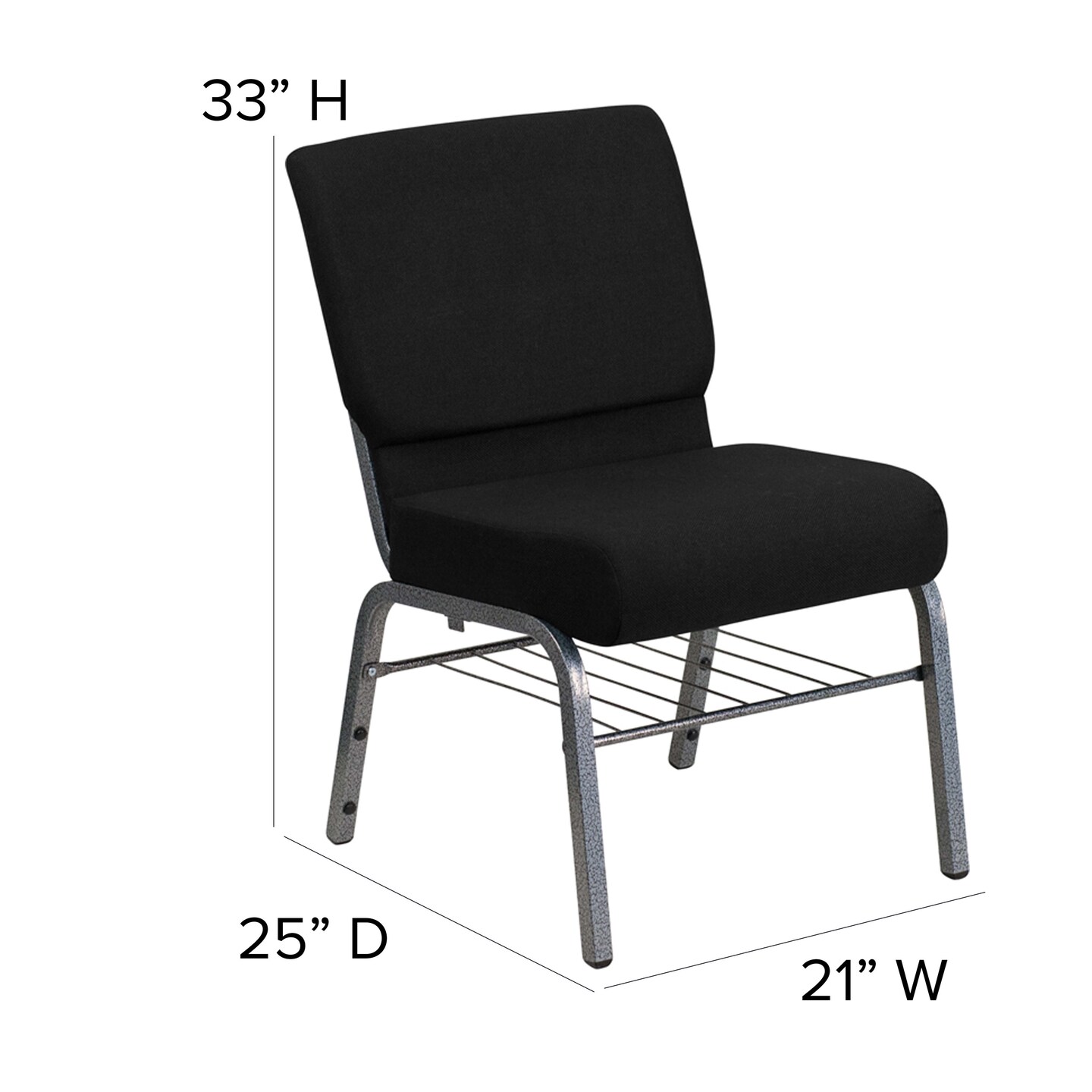 Emma and Oliver Auditorium Chair - 21&#x22; Seat - Book Rack
