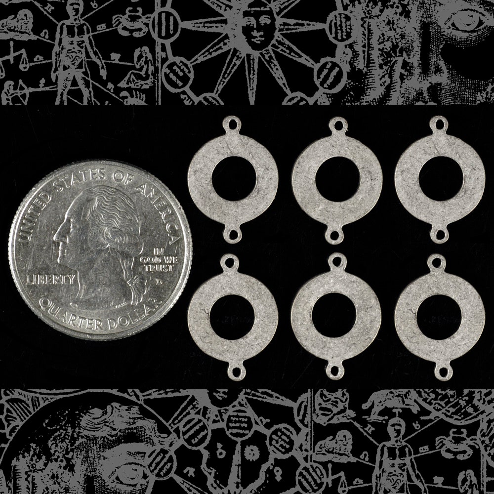 Antiqued Silver Plated Brass Halo Two Ring Connectors - Set of Six - XXX - S-2C95