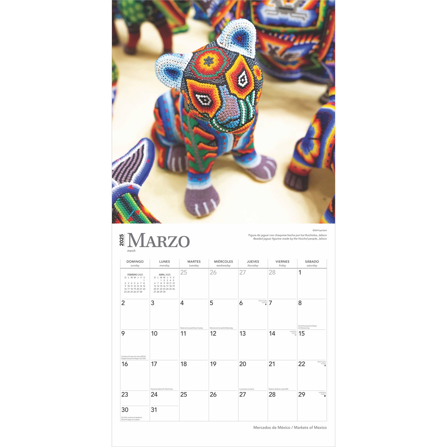 Mercados de Mexico | Markets of Mexico | 2025 12 x 24 Inch Monthly Square Wall Calendar | English/Spanish Bilingual | Plastic-Free | BrownTrout | Clothes Toys Food Shopping
