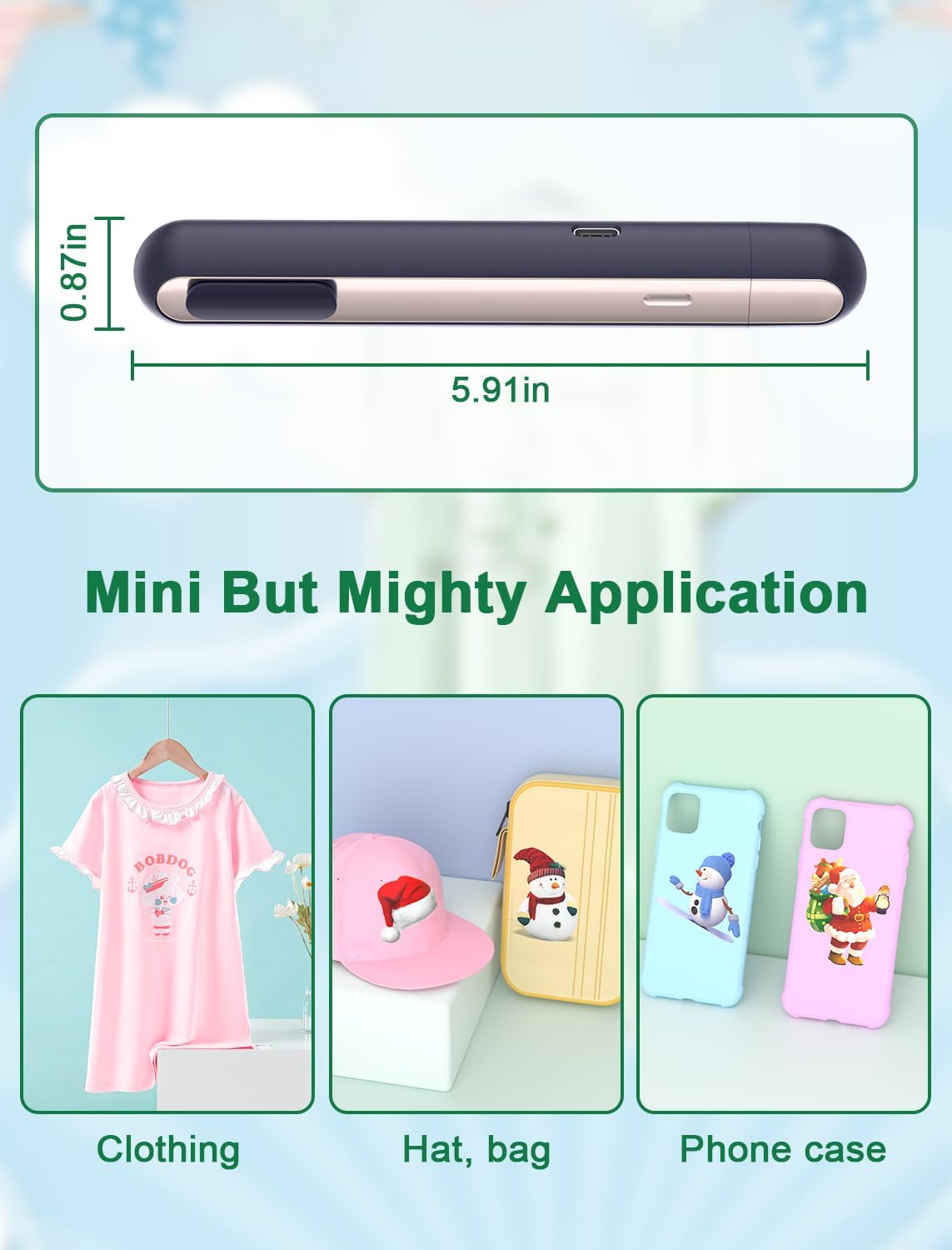 Heat Press Machine for T Shirts, Bags, Caps &#x26; More,Quick Heating Time with 2 Modes, Mini Iron for Crafting(Blue)