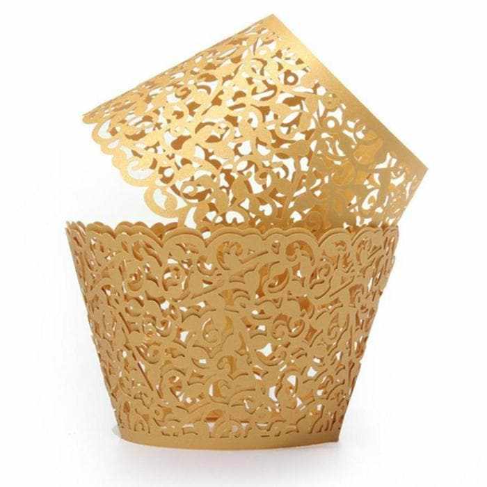 Royal Gold Lace Cupcake Wrappers &#x26; Liners | 25 PC Set