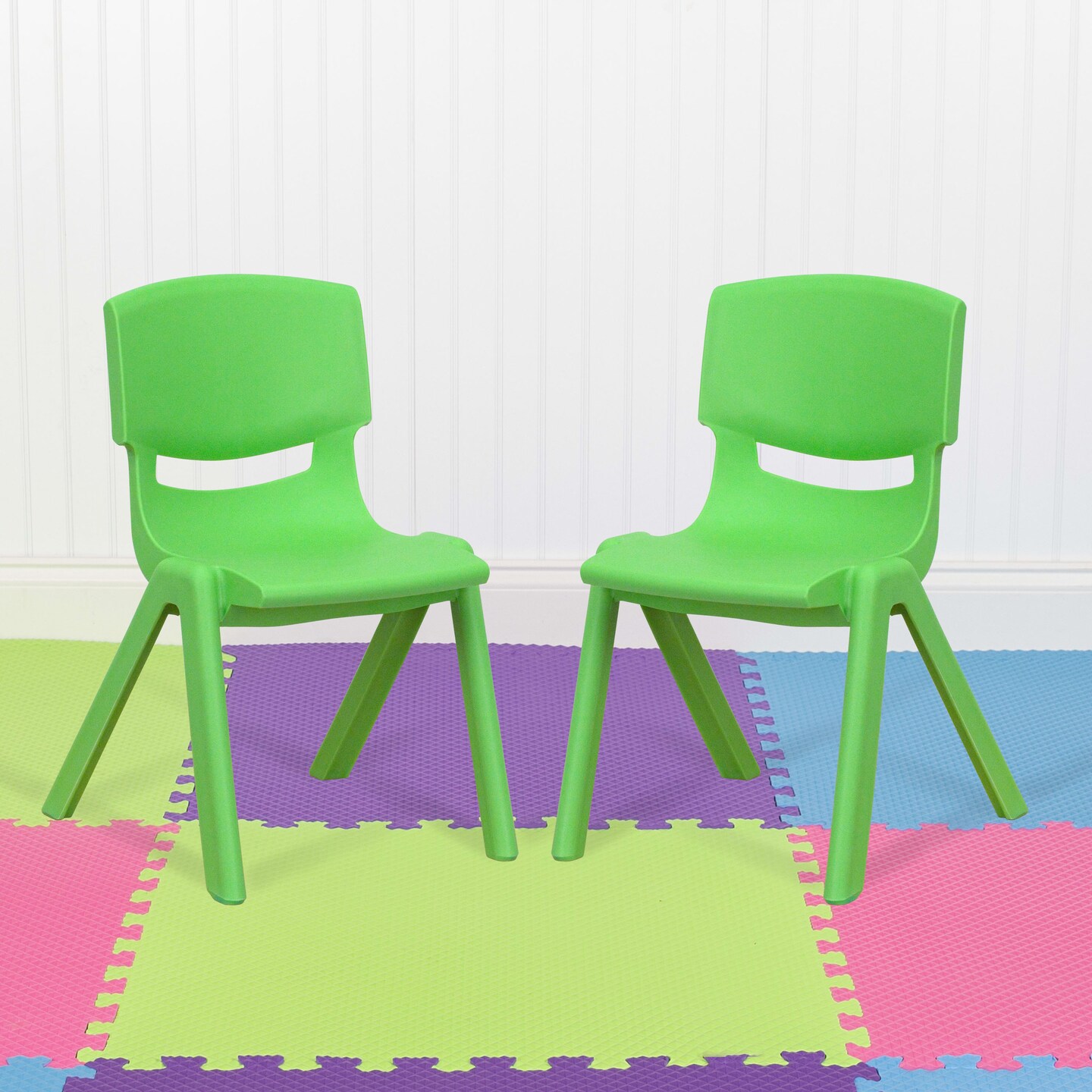 Emma and Oliver 2 Pack Plastic Stackable School Chair with 12&#x22;H Seat, Preschool Seating