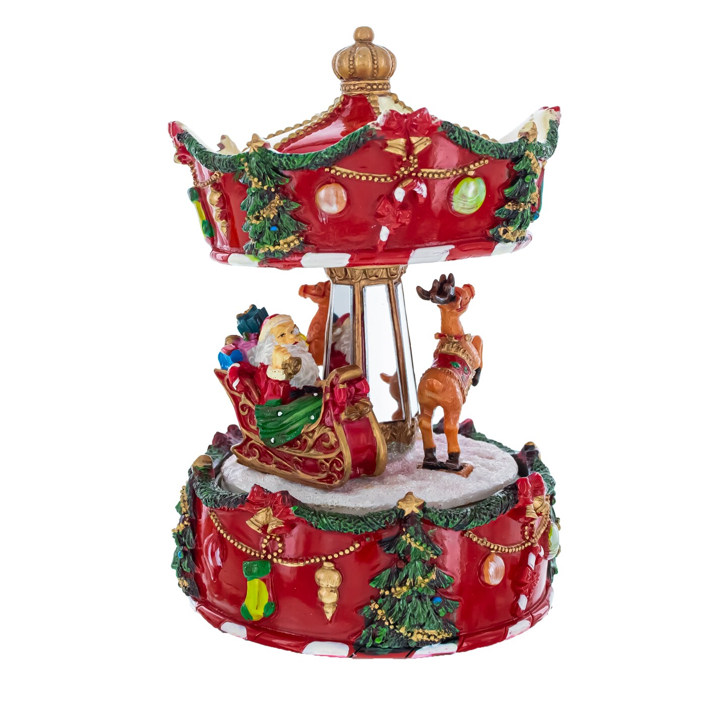 Santa&#x27;s Reindeer Carousel: Spinning Christmas Musical Box with Delightful Motion