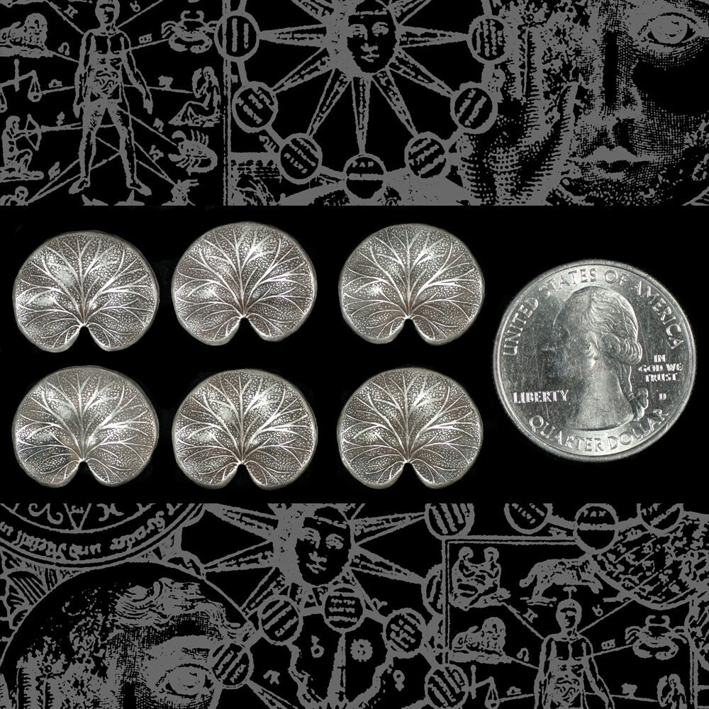 Antiqued Silver Plated Brass Lily Pad Charms - Set of Six - S-C151
