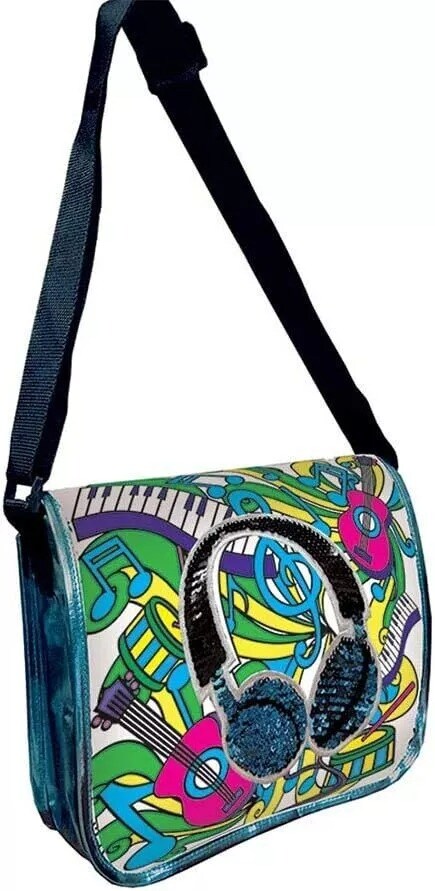 DIY Personalize Paintable Sequins Messenger Bag,Kids Aged 6+