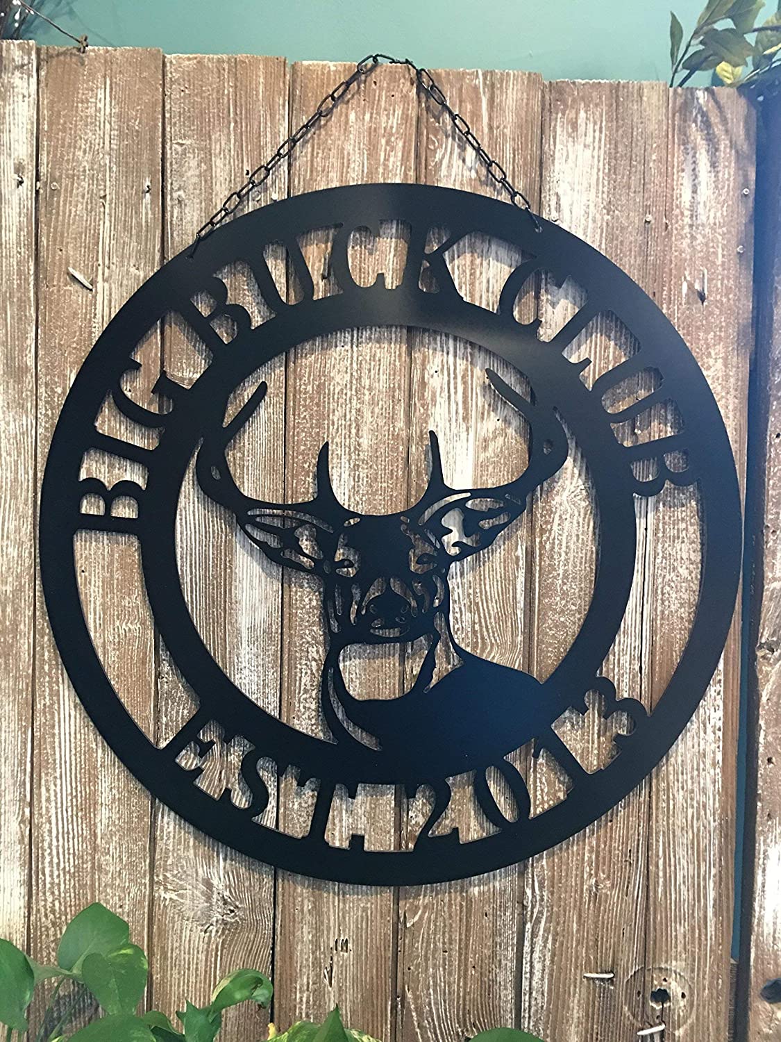 Man Cave Sign - Deer Hunter Decor Christmas Gift - 24" Personalized Hunting Wall or Door Decor