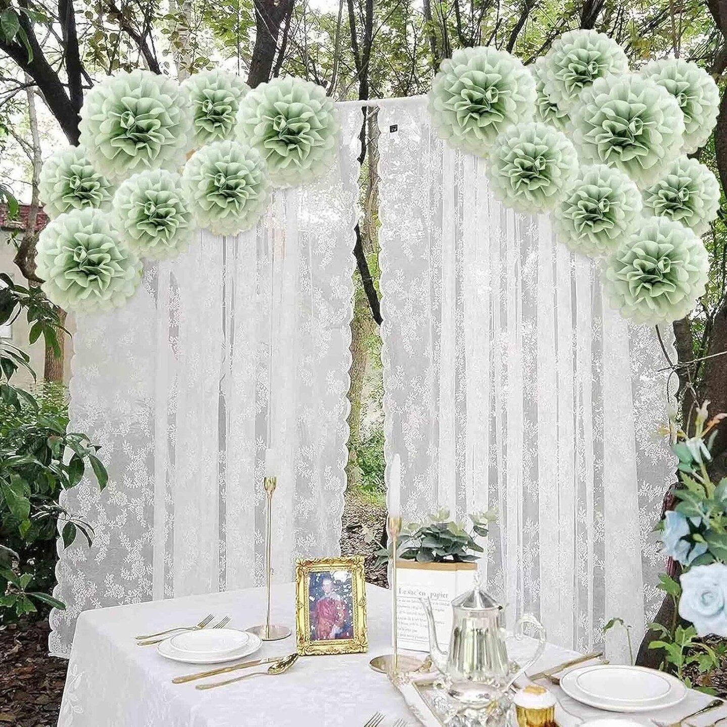 12Pcs- Hanging Paper Flowers(Sage Green)	11.97 x 5.35 x 1.3 inches