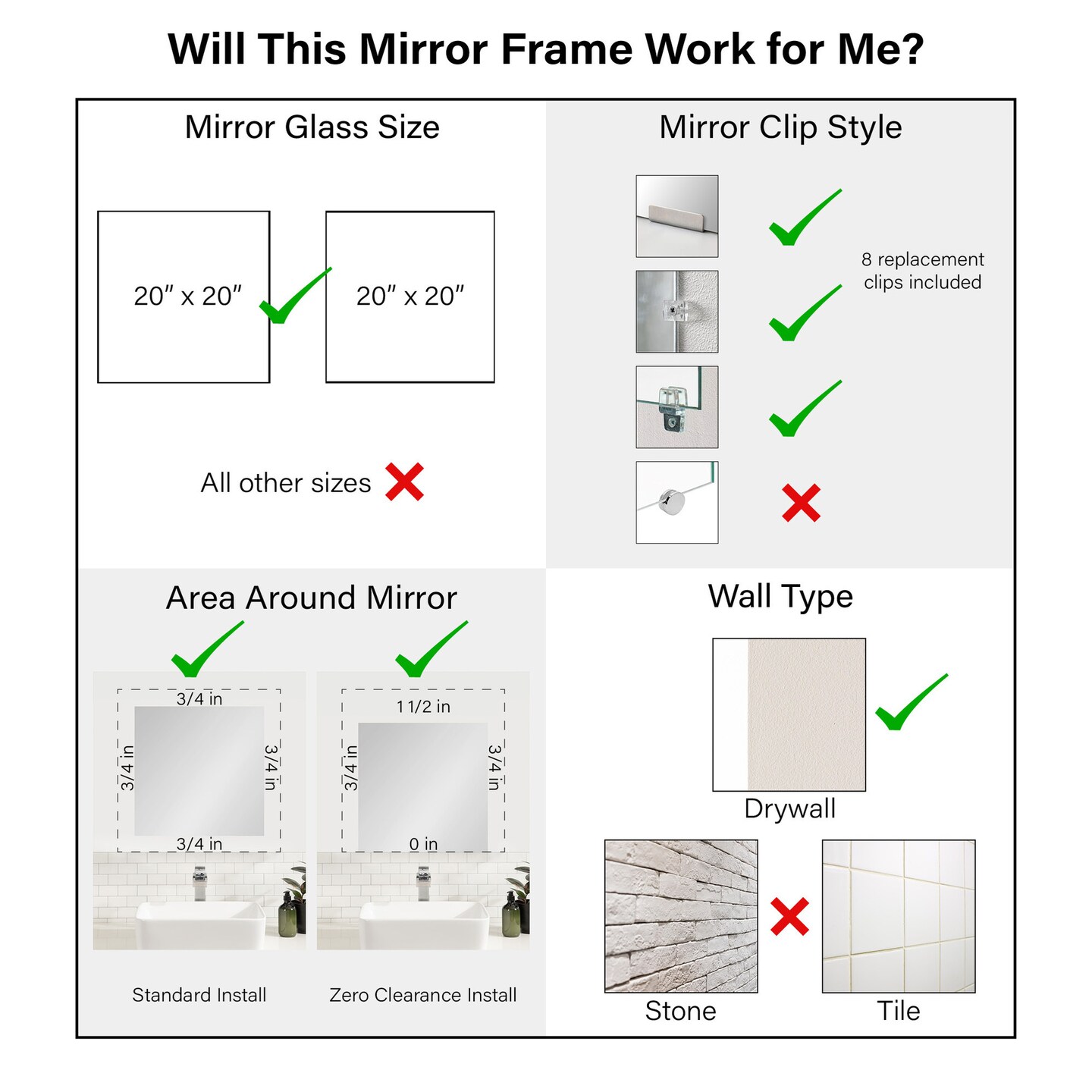 Amanti Art Mirror Makeover Bathroom Mirror Frame Border Kit -  Fully Assembled Peel and Stick Frame - Mirror NOT Included - Grand Black Narrow Trim