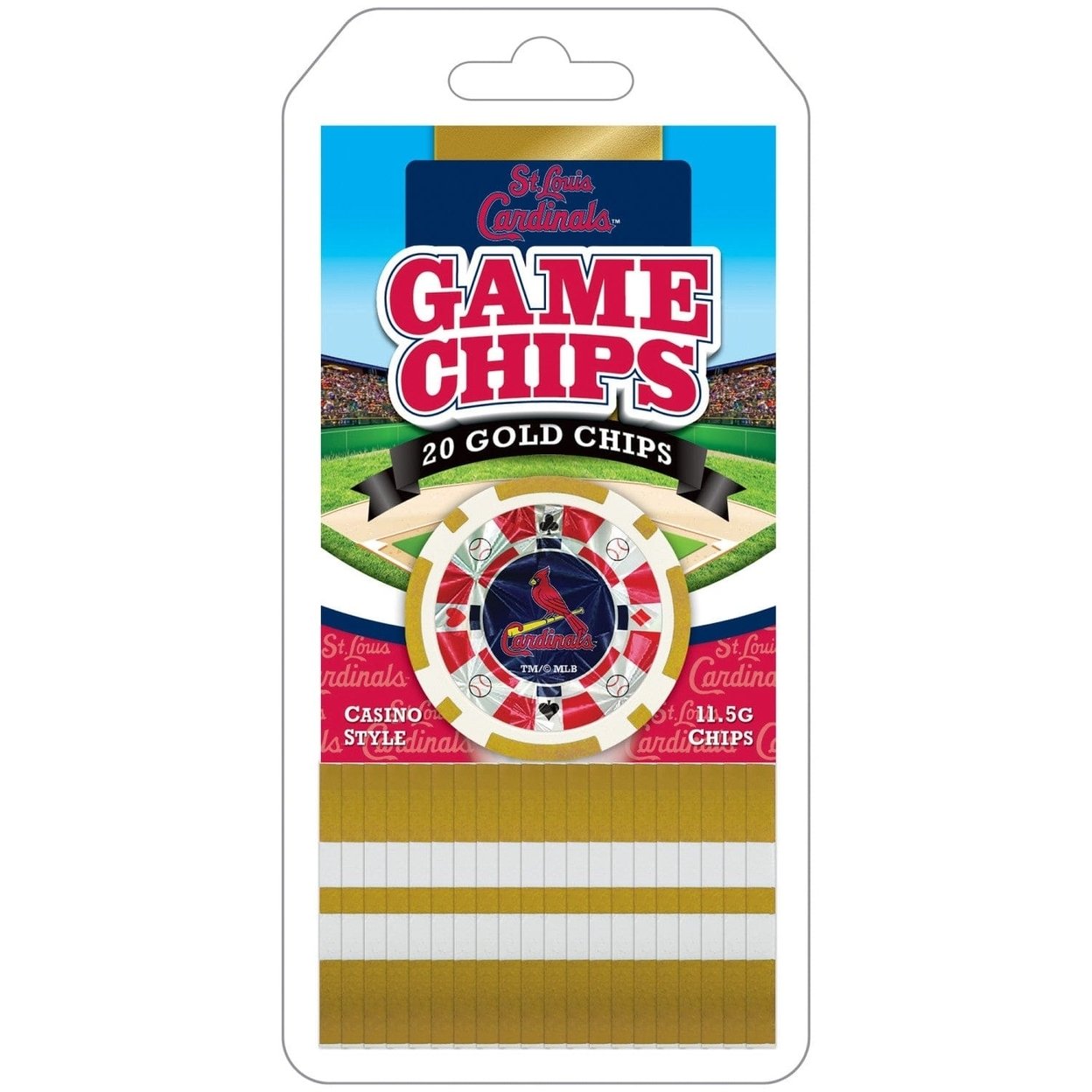 St. Louis Cardinals 20 Piece Poker Chip Set Gold Collectors Edition Casino Style