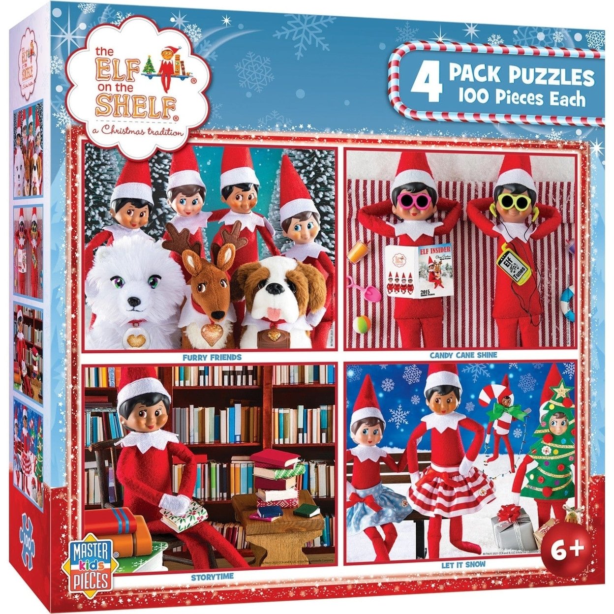 Elf On The Shelf 4-Pack Jigsaw Puzzles 100 Pieces Kids Fun Holiday Activity