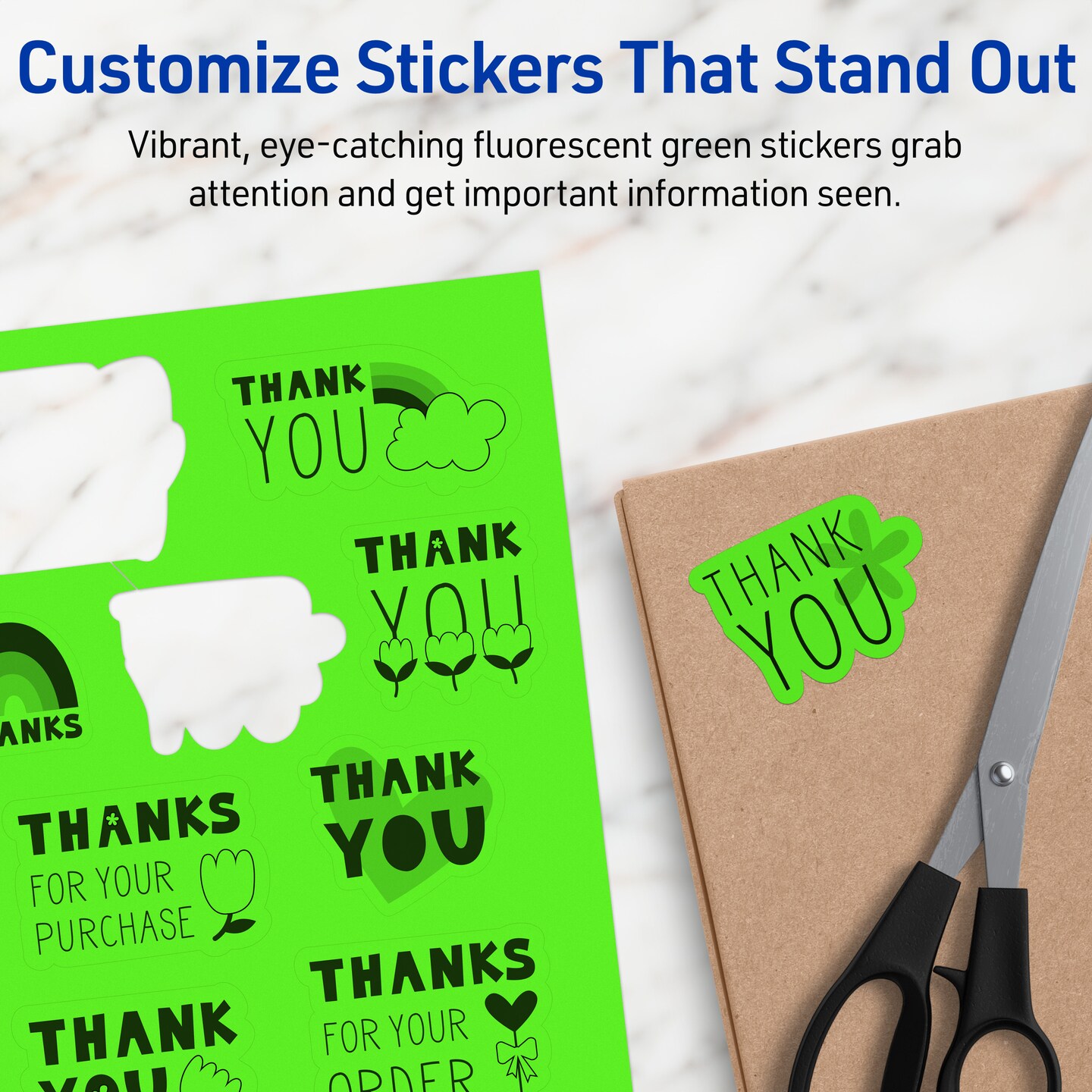 Avery Neon Green Sticker Paper, 8.5&#x22; x 11&#x22; Rectangle