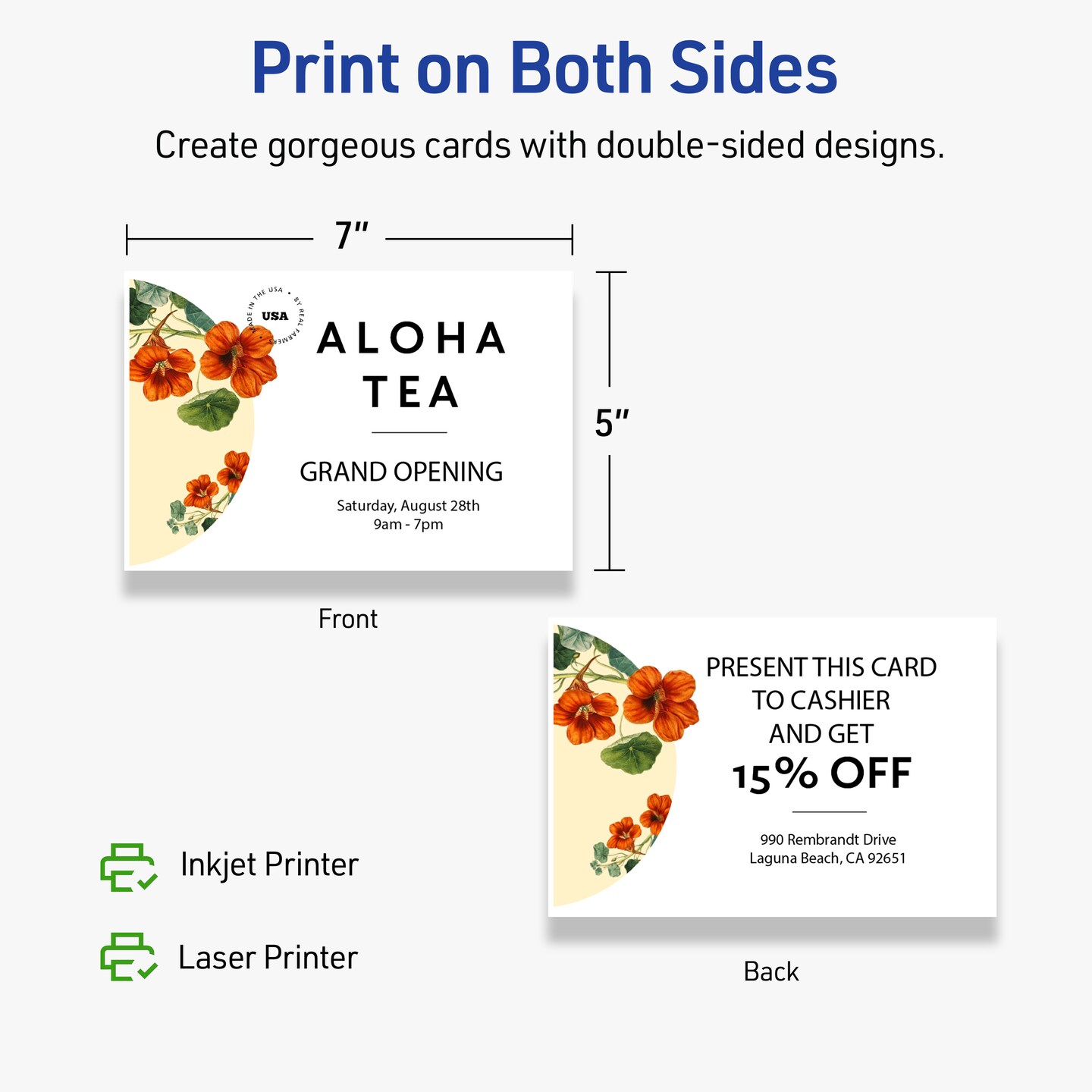 Avery Matte White Invitation Cards, 5&#x22; x 7&#x22; Rectangle