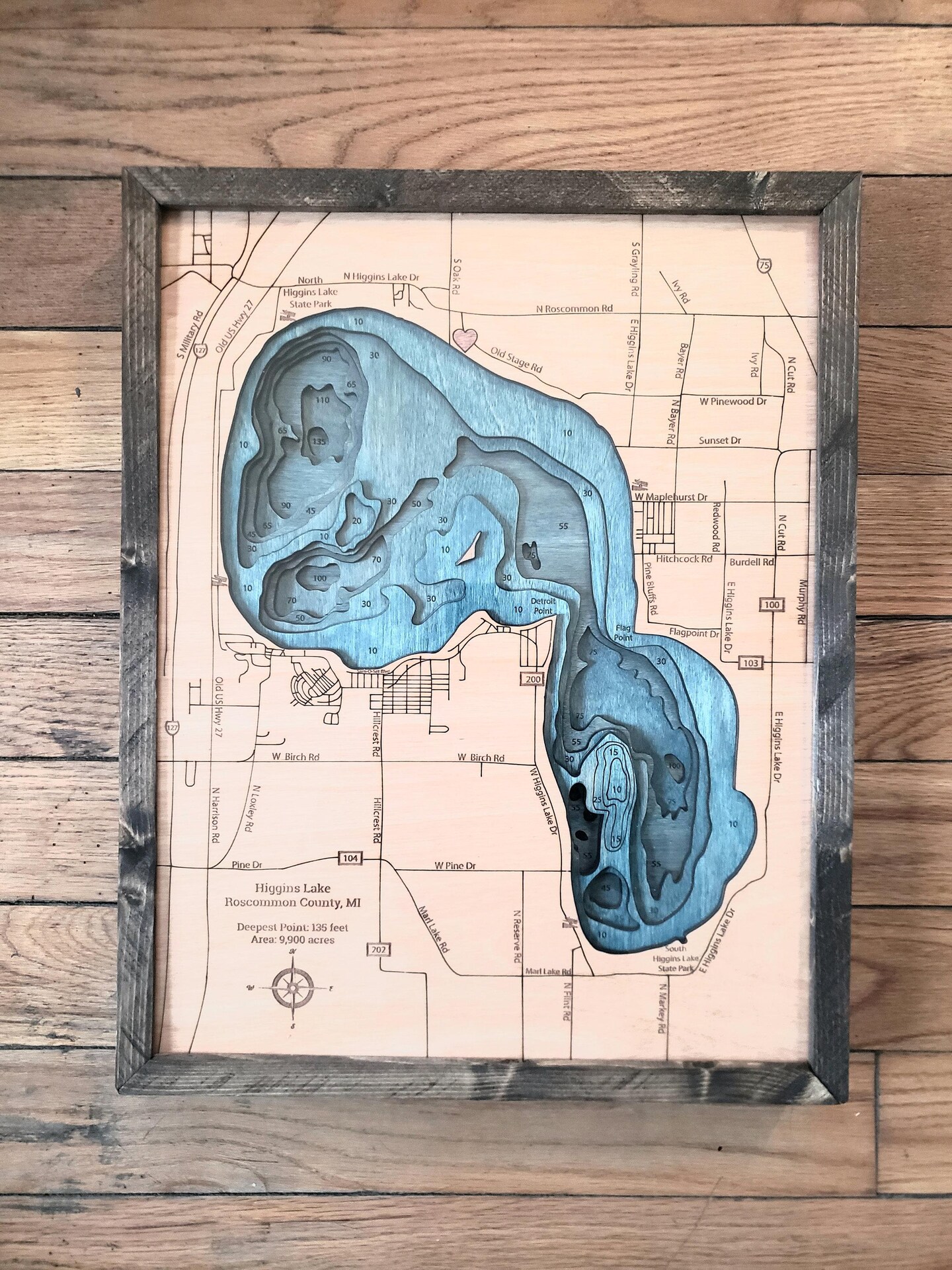 Lake Gaston, NC 3d Wood Map product 5