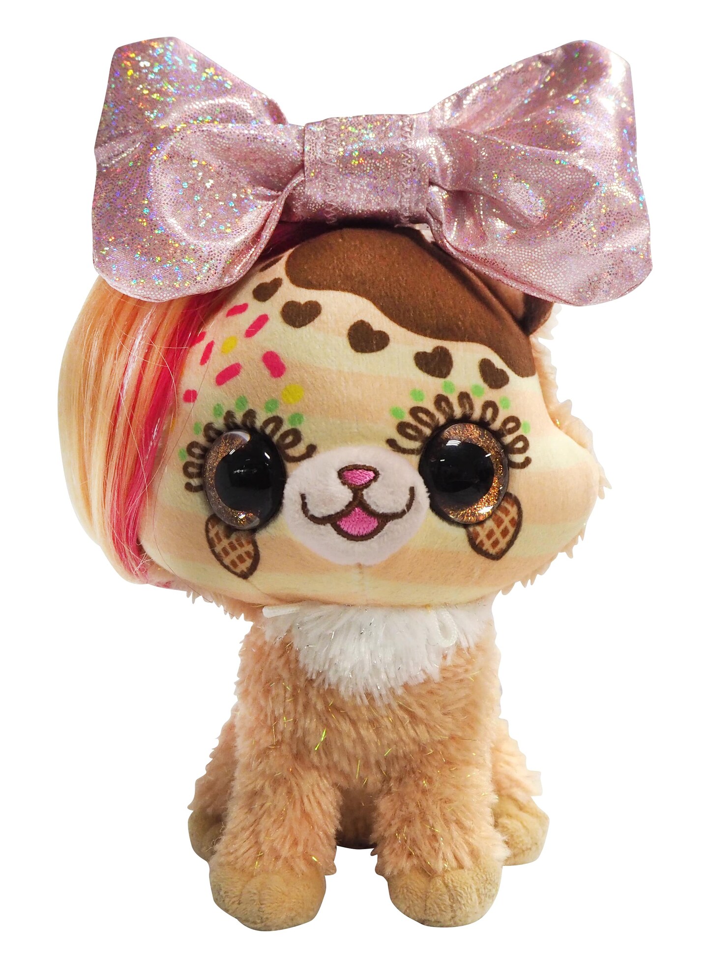 Little Bow Pets Large 9&#x22; Plush Sprinkle Bow Pet (Brown Dog)
