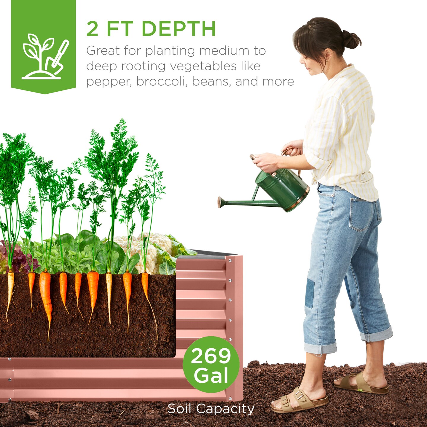 Best Choice Products 6x3x2ft Outdoor Metal Raised Garden Bed, Planter Box for Vegetables, Flowers, Herbs