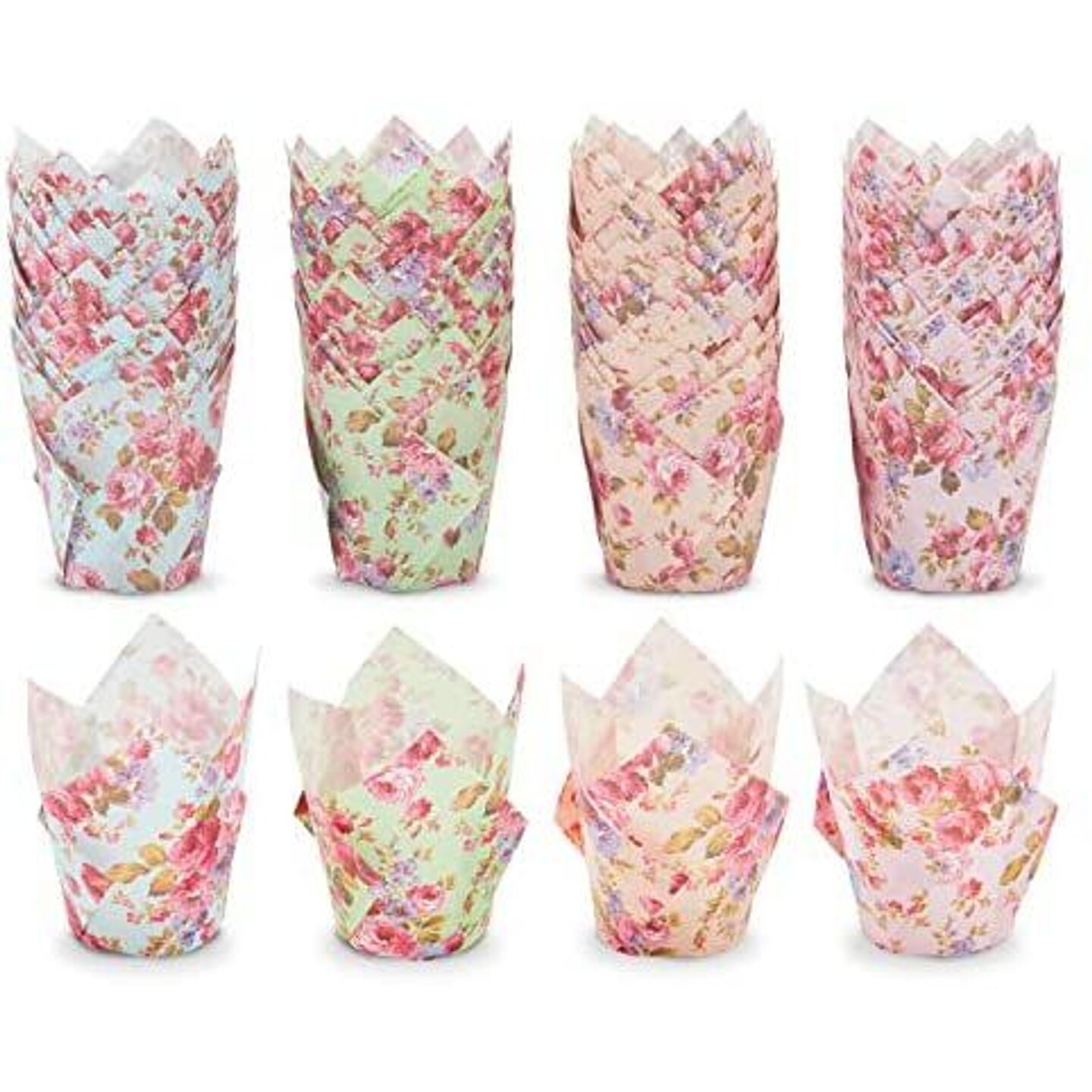200 Pack Tulip Cupcake Liners, Floral Baking Cups for Birthdays, Weddings, Baby Showers, Spring Events & Bake Sales