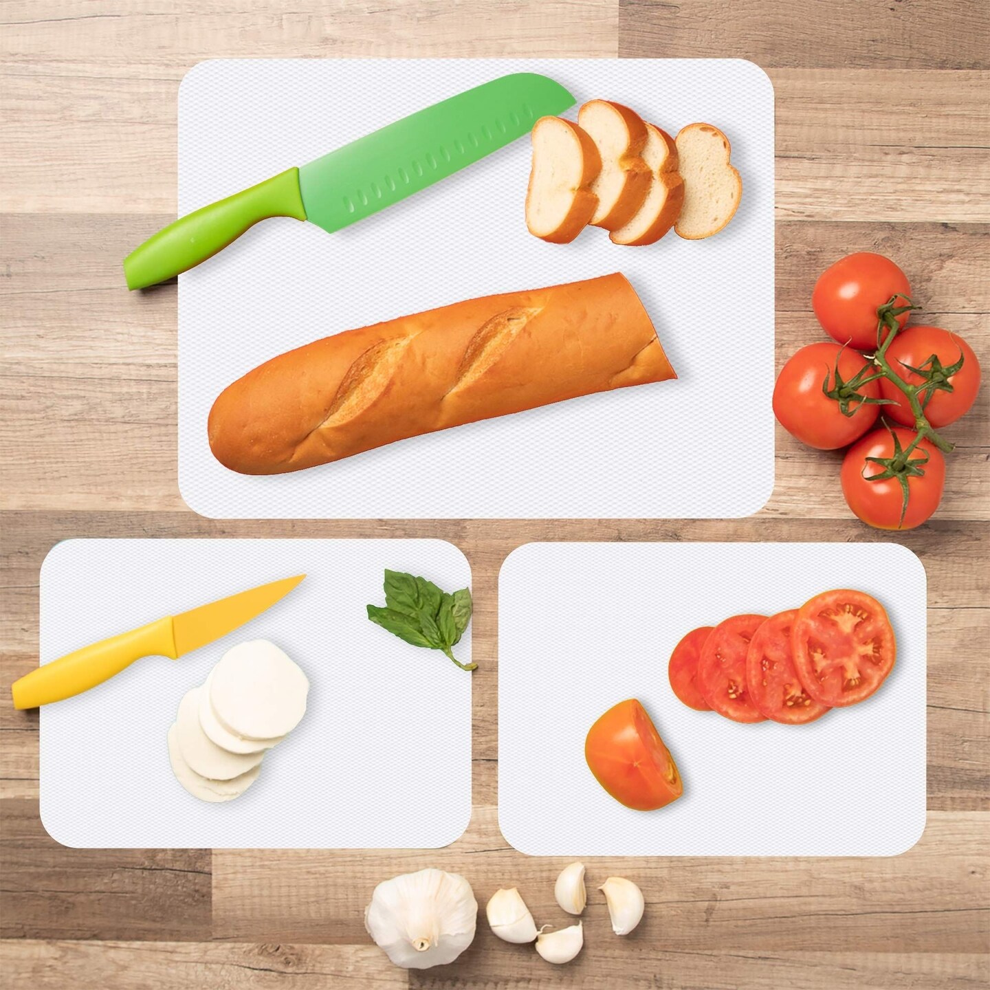 Simply Genius 8-Pack Large &#x26; Small Plastic Cutting Board Mats, 11.5x15&#x22; Large &#x26; 8x11&#x22; Small, Chopping Board Set - Durable &#x26; Non-Slip Cutting Board for Kitchen, for Cutting Meat &#x26; Vegetables, White