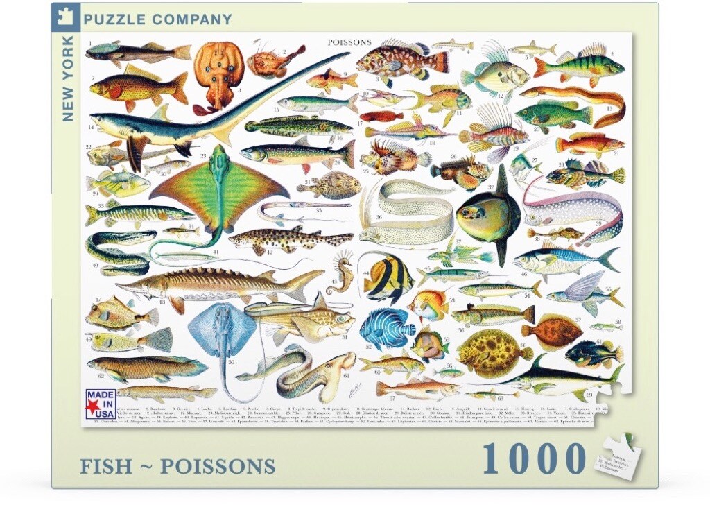 New York Puzzle Company Fish ~ Poissons 1000 Piece Piece Jigsaw Puzzle
