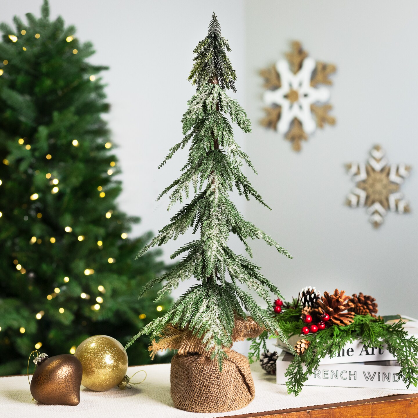 Northlight Mini Icy Pine Christmas Tree in Burlap Base - 24&#x22; - Unlit