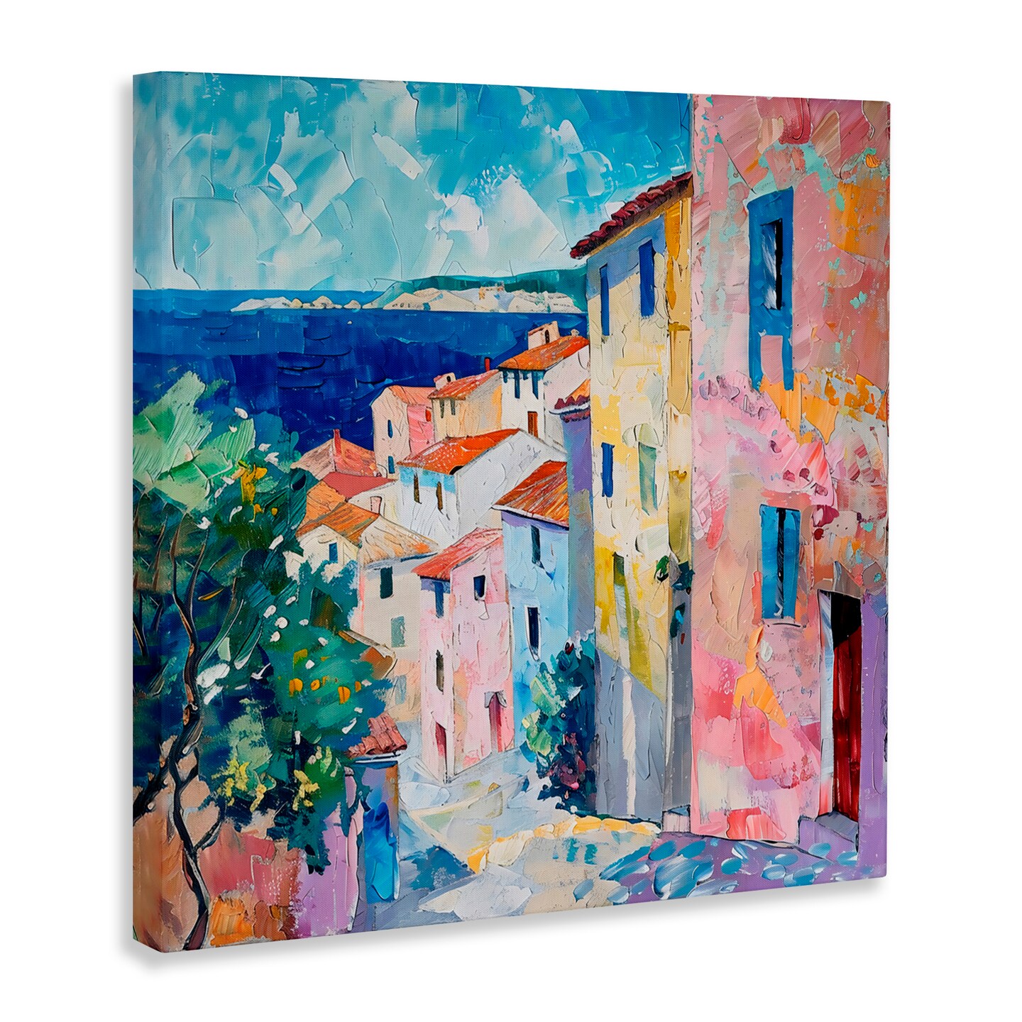 Stupell Industries Mediterranean Coastal Town Canvas, design by LSR Creative Studio