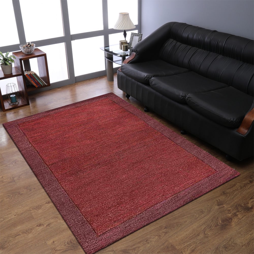 Hand-Tufted Wool Area Rug 5X8 Light Blue Light Brown Eco-Friendly K00919