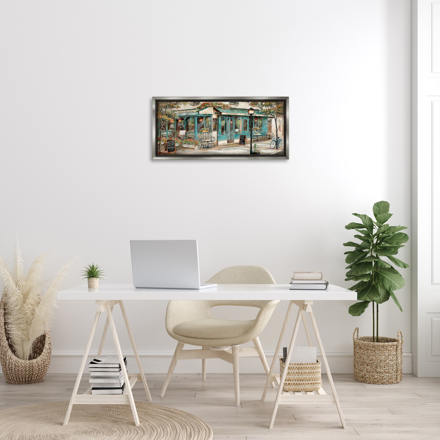 Stupell Industries European City Streets Café Scene Framed Floater Canvas Wall Art