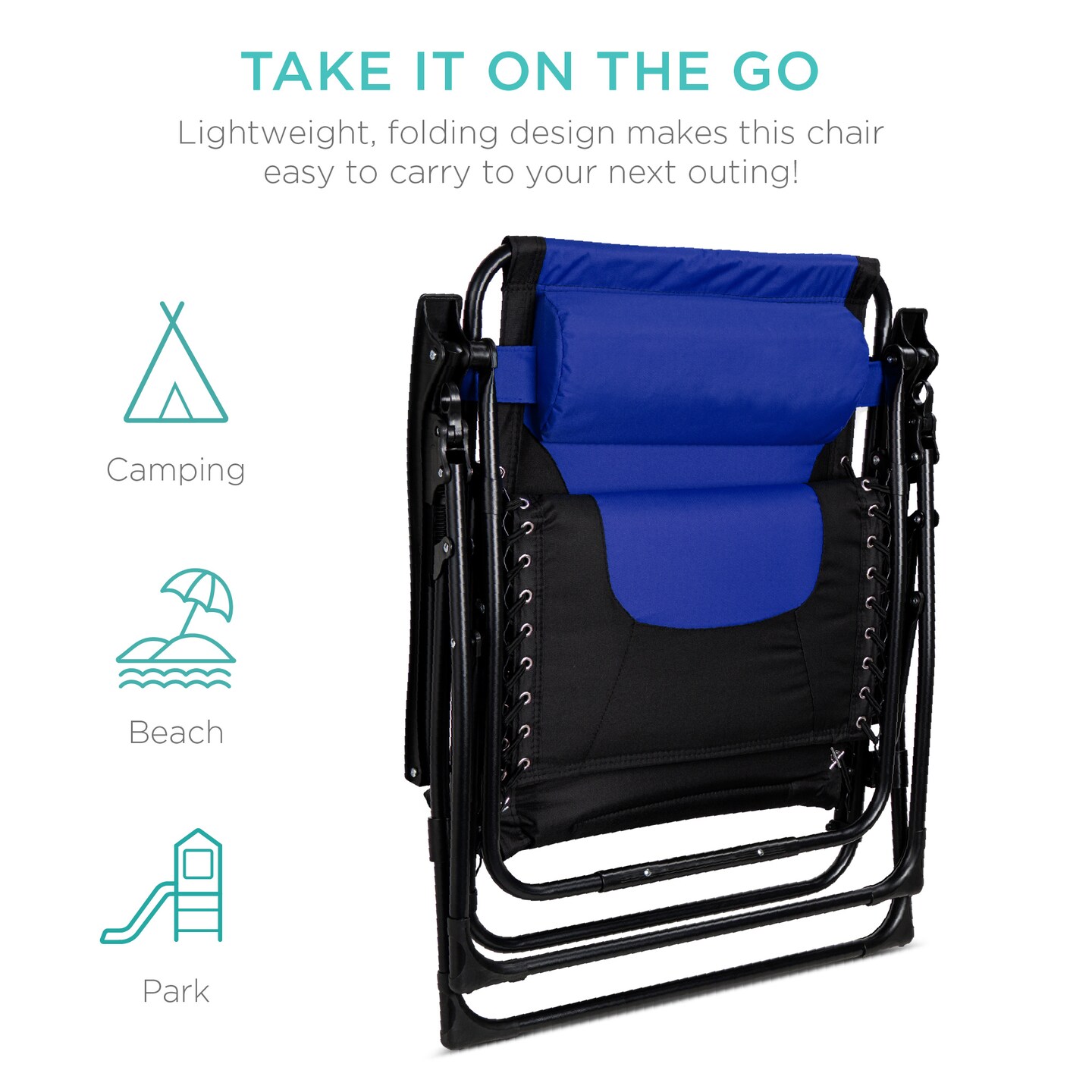 Best Choice Products Oversized Padded Zero Gravity Chair, Folding Outdoor Patio Recliner w/ Side Tray