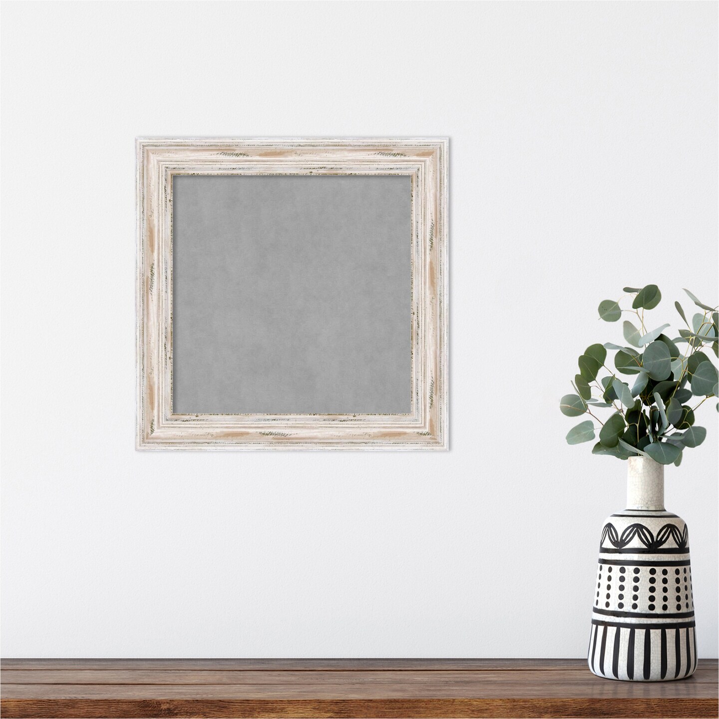 Alexandria White Wash Narrow Wood Framed Magnetic Board