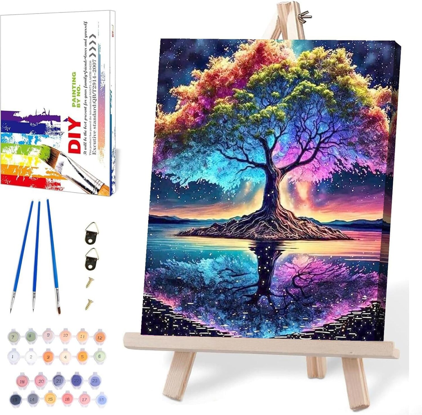 Tree of Life Paint by Numbers Kit for Adults Beginner with Wooden Framed,Adult Paint by Number Kits On Canvas,Adults' Paint-by-Number Kits DIY Oil Painting Kits for Gift Home Wall Decor 12x16 Inch