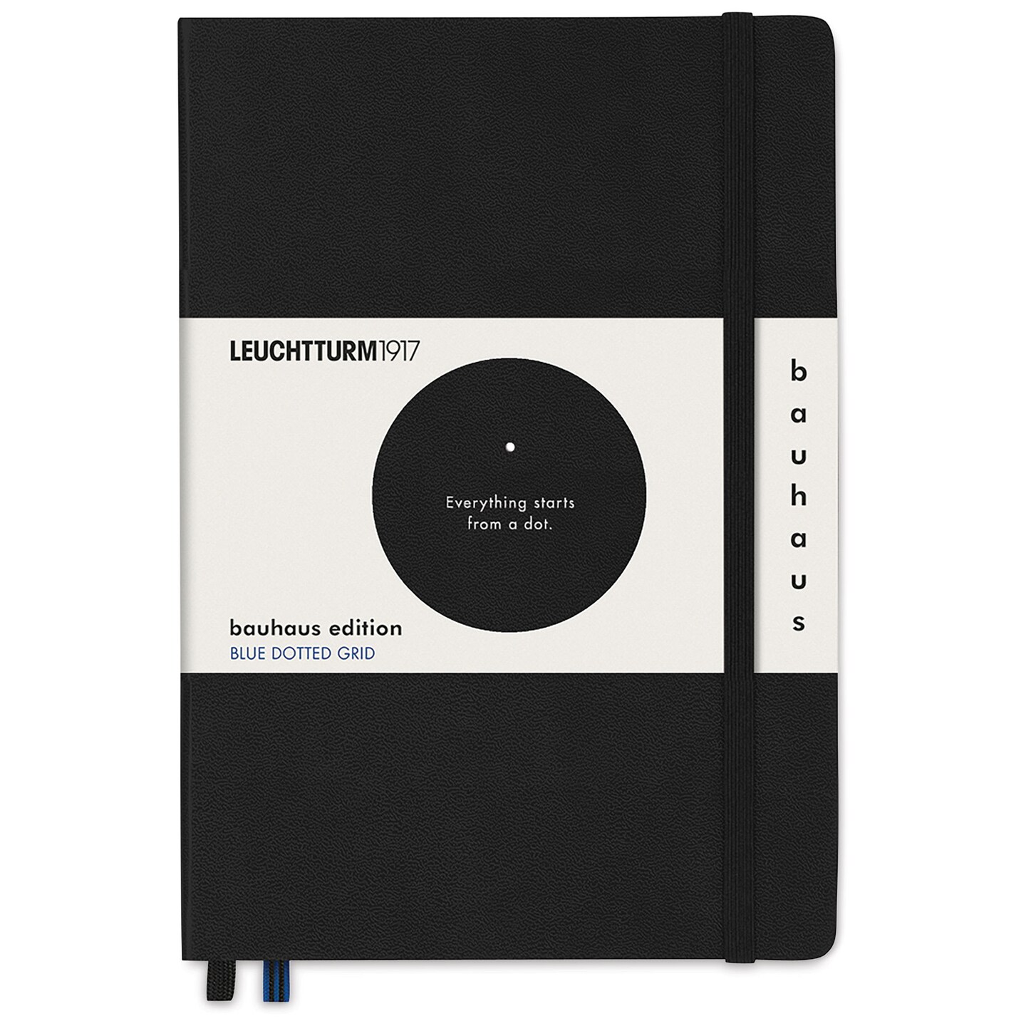 Leuchtturm1917 Bauhaus Notebook - Black/Royal Blue, 5-3/4" x 8-1/4", Dotted
