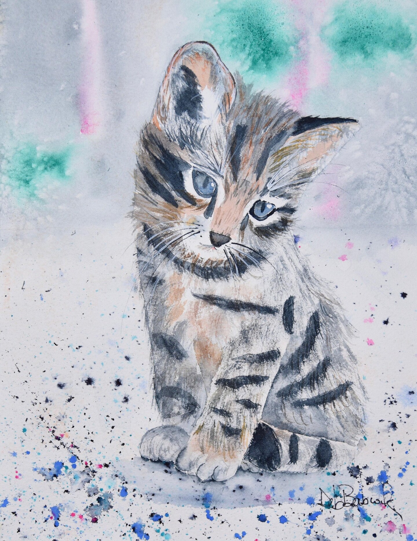 Cat Lady: Gray Tabby Kitten Print from Original Painting of Gray ...