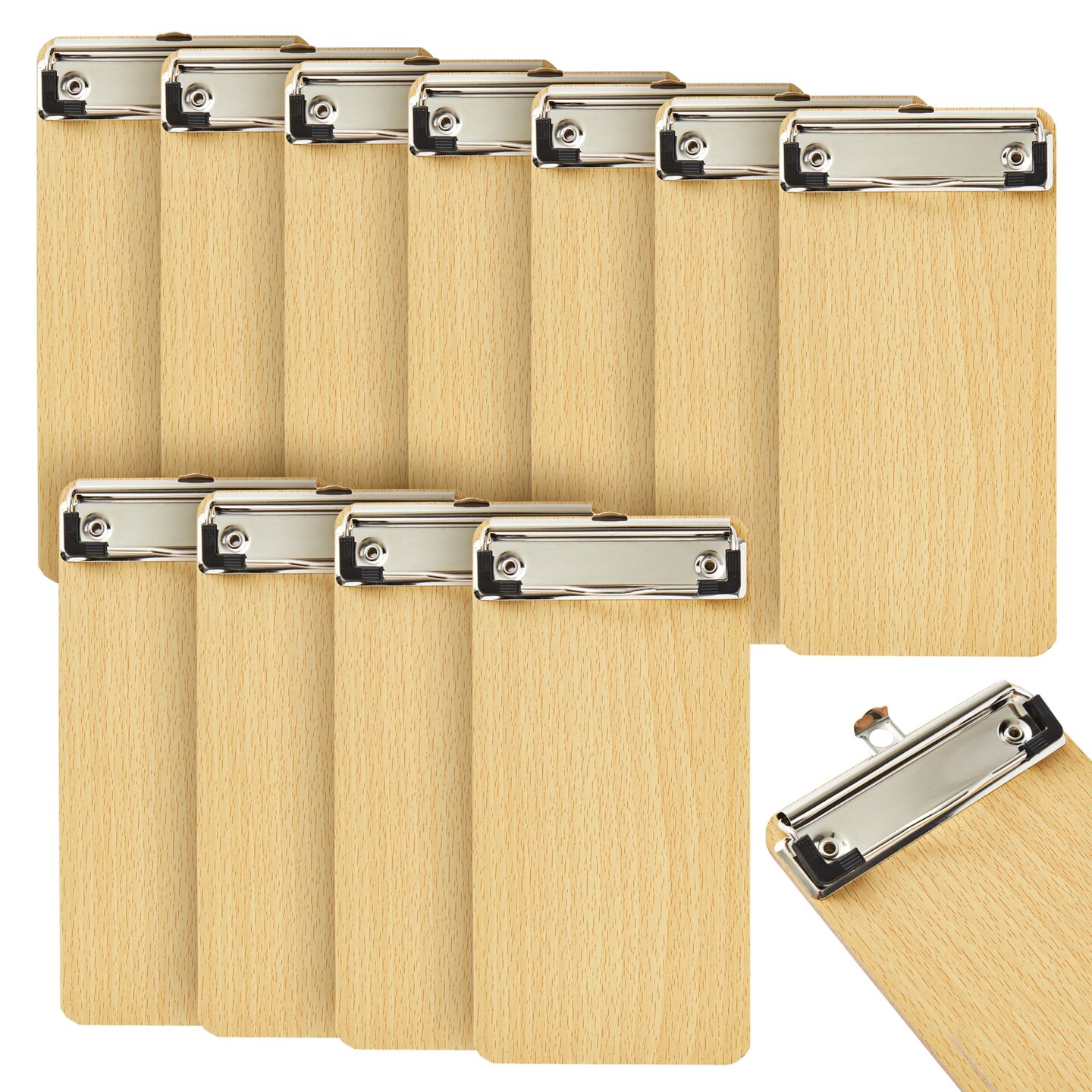 12 Pack Mini Wooden Clipboards with Low Profile Clip, 4x8 Wood Clip Boards for Pocket Sized Notepads, Restaurant Receipt