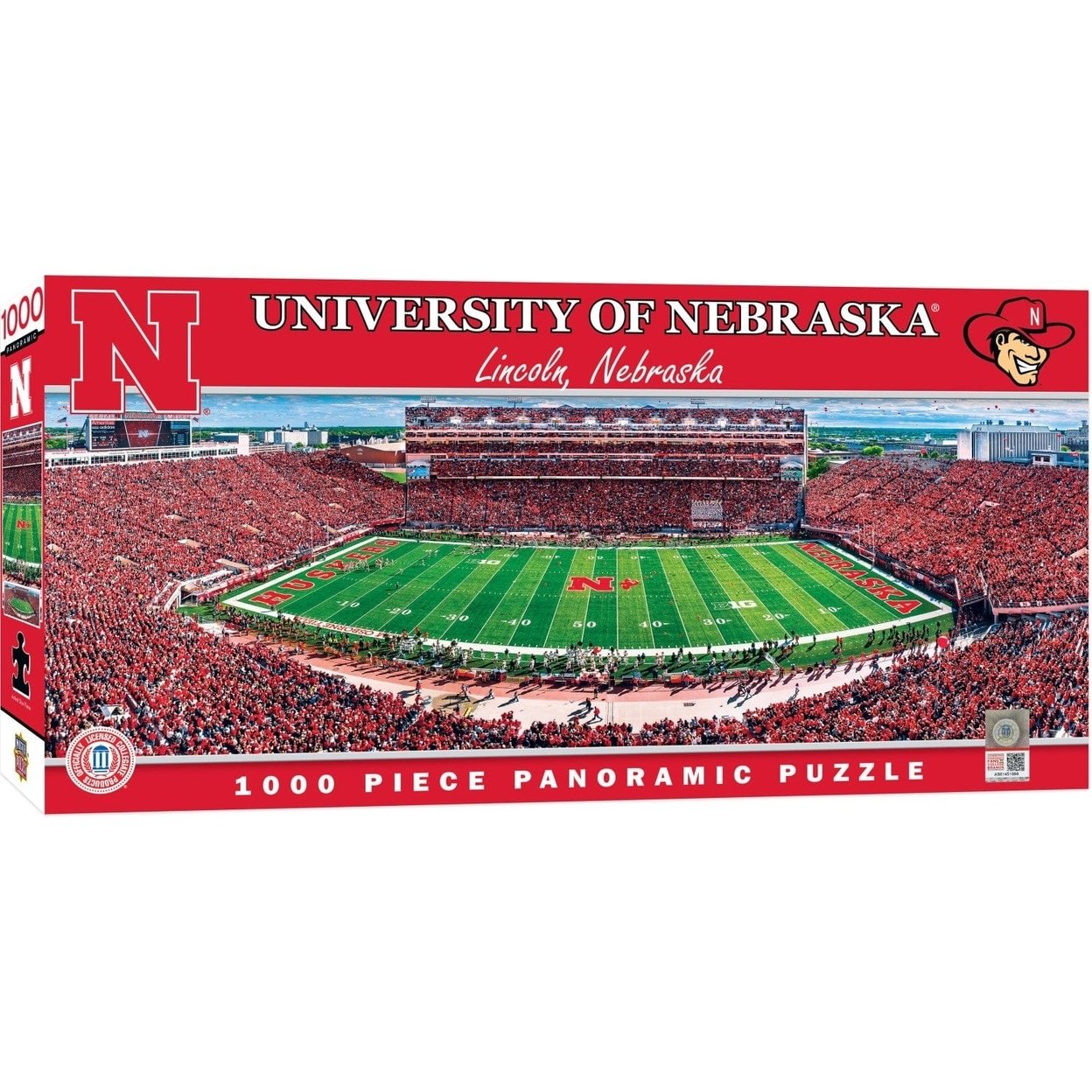 Nebraska Cornhuskers 1000 Piece Panoramic Jigsaw Puzzle Ncaa 13X39 Recycled Chipboard