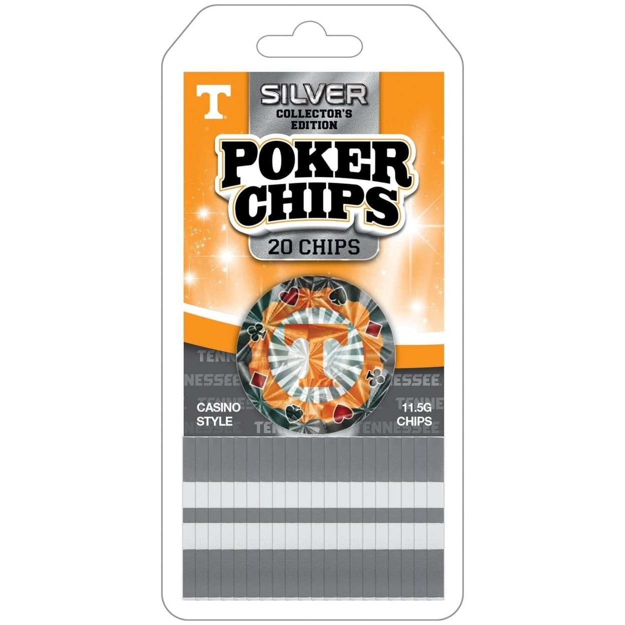 Tennessee Volunteers 20 Piece Poker Chips Ncaa Collectible Casino Style Set